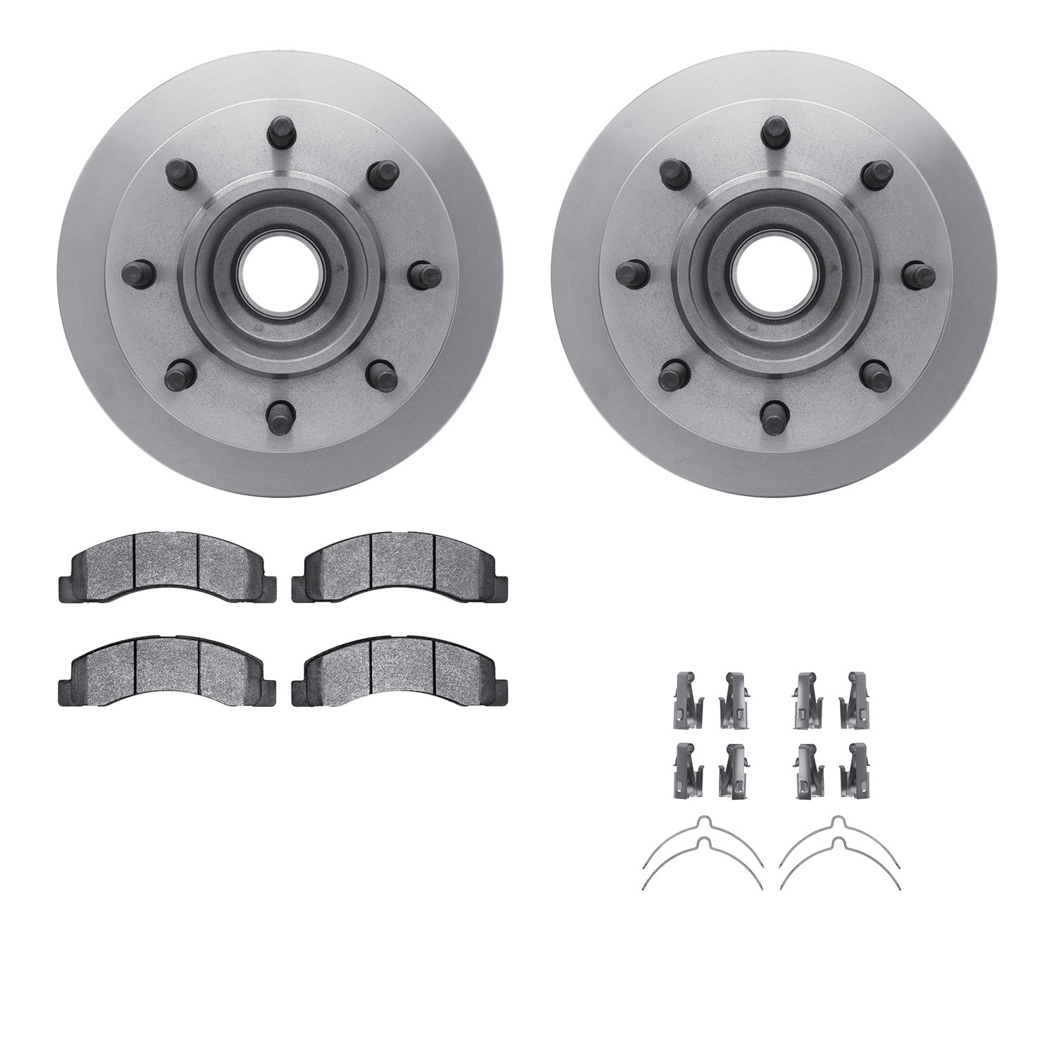 6312-54129 Brake Rotors with 3000-Series Ceramic Brake Pads Kit with Hardware, 2003-2004 Ford/Lincoln/Mercury/Mazda, Position: F
