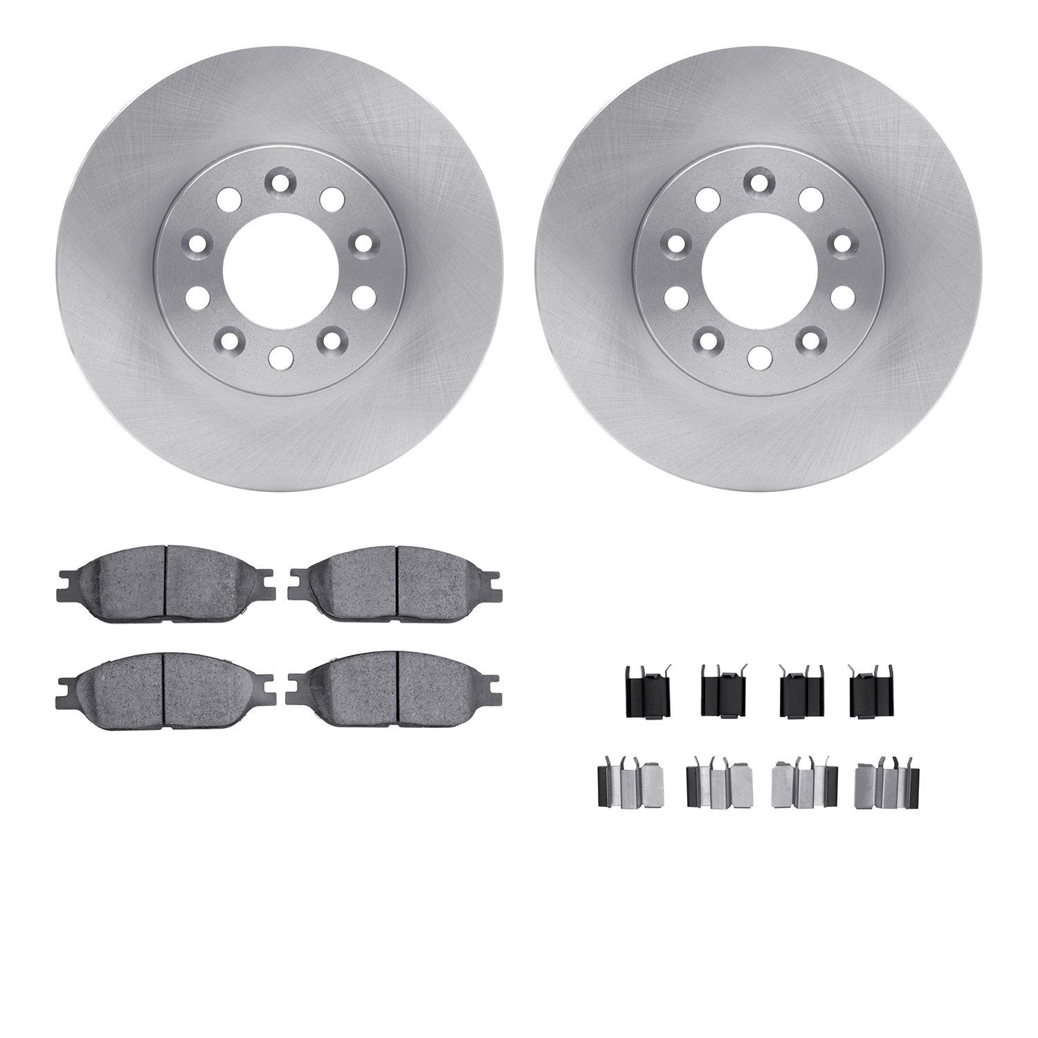 6312-54134 Brake Rotors with 3000-Series Ceramic Brake Pads Kit with Hardware, 1999-2003 Ford/Lincoln/Mercury/Mazda, Position: F