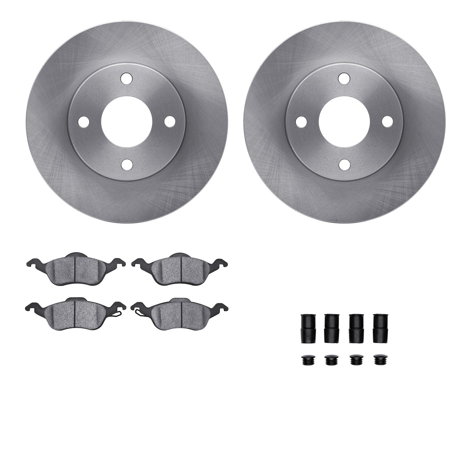 6312-54138 Brake Rotors with 3000-Series Ceramic Brake Pads Kit with Hardware, 2000-2004 Ford/Lincoln/Mercury/Mazda, Position: F