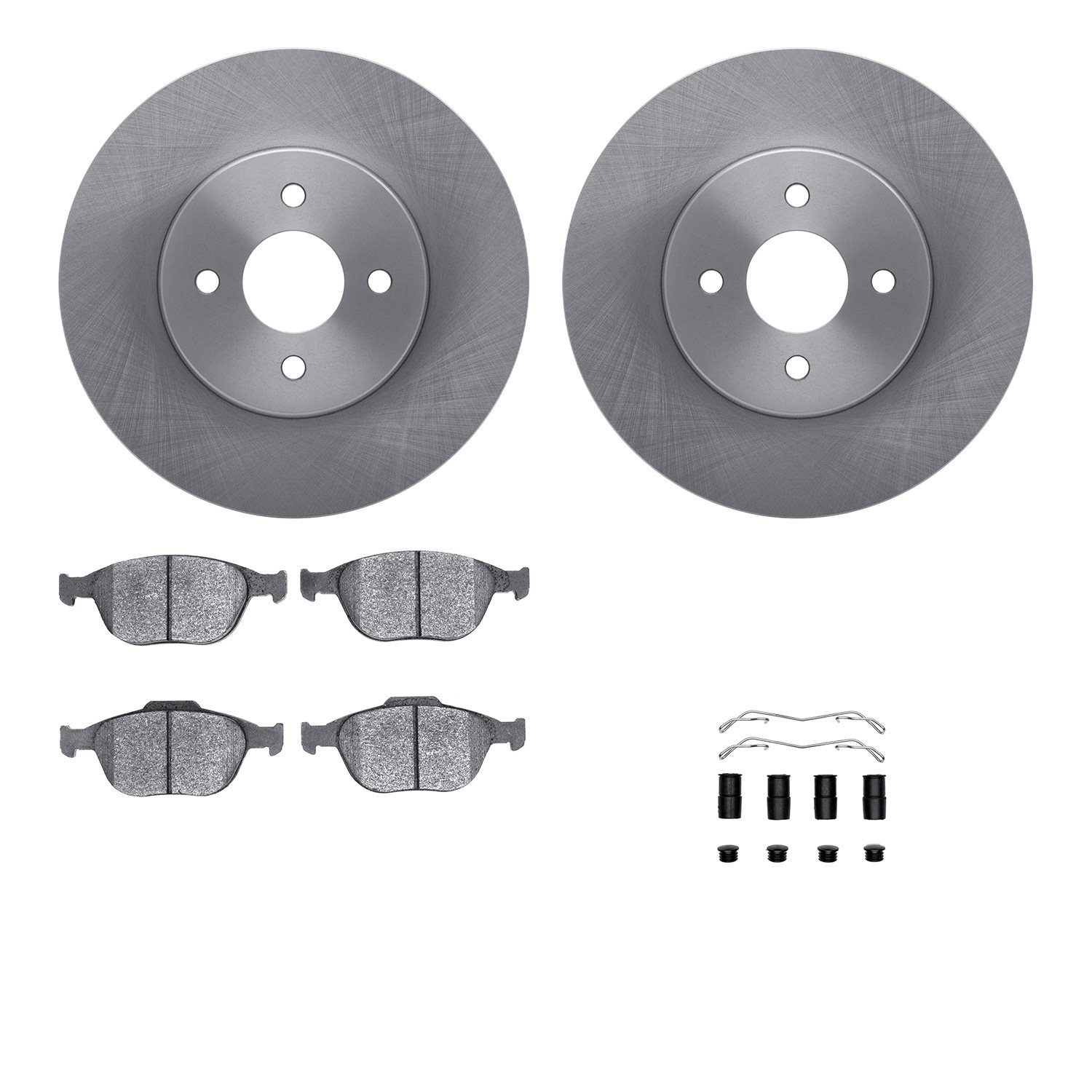 6312-54152 Brake Rotors with 3000-Series Ceramic Brake Pads Kit with Hardware, 2002-2004 Ford/Lincoln/Mercury/Mazda, Position: F