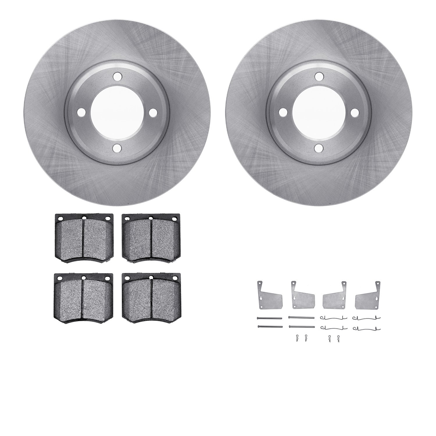 6312-56011 Brake Rotors with 3000-Series Ceramic Brake Pads Kit with Hardware, 1970-1977 Ford/Lincoln/Mercury/Mazda, Position: F