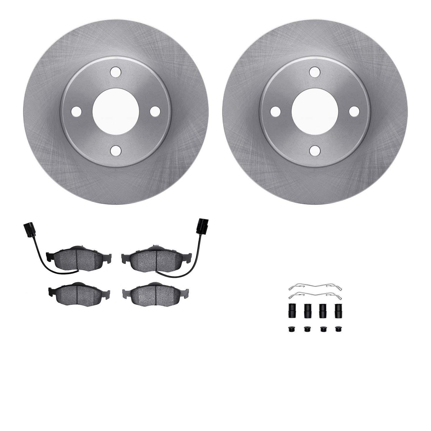 6312-56029 Brake Rotors with 3000-Series Ceramic Brake Pads Kit with Hardware, 1998-2002 Ford/Lincoln/Mercury/Mazda, Position: F