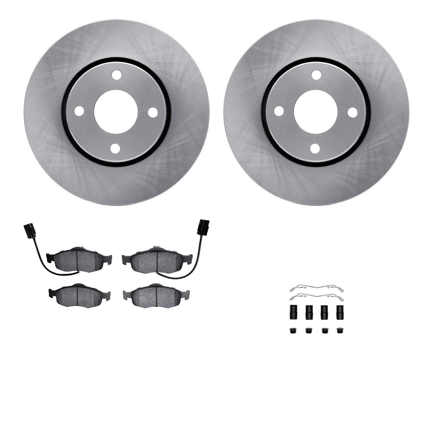 6312-56030 Brake Rotors with 3000-Series Ceramic Brake Pads Kit with Hardware, 1998-2002 Ford/Lincoln/Mercury/Mazda, Position: F