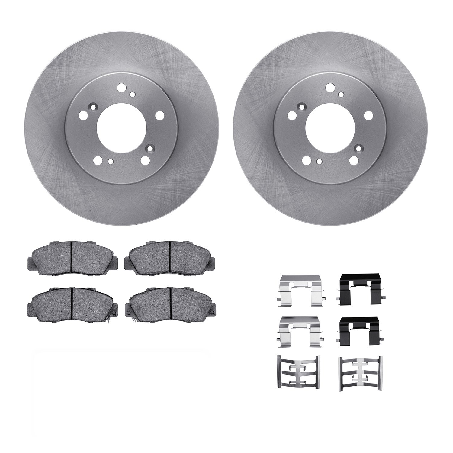 6312-58005 Brake Rotors with 3000-Series Ceramic Brake Pads Kit with Hardware, 1993-1995 Acura/Honda, Position: Front