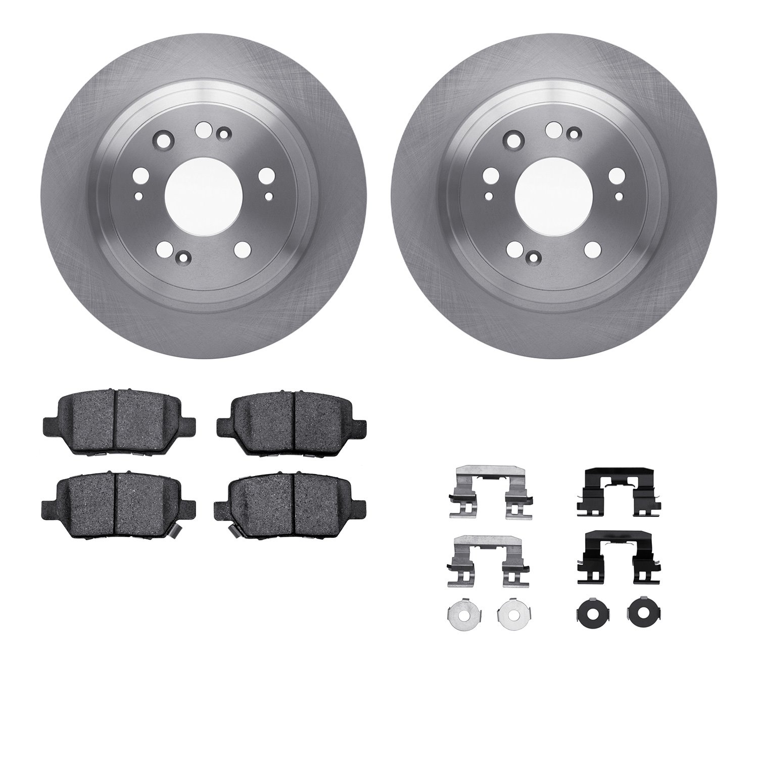 6312-58020 Brake Rotors with 3000-Series Ceramic Brake Pads Kit with Hardware, 2005-2012 Acura/Honda, Position: Rear