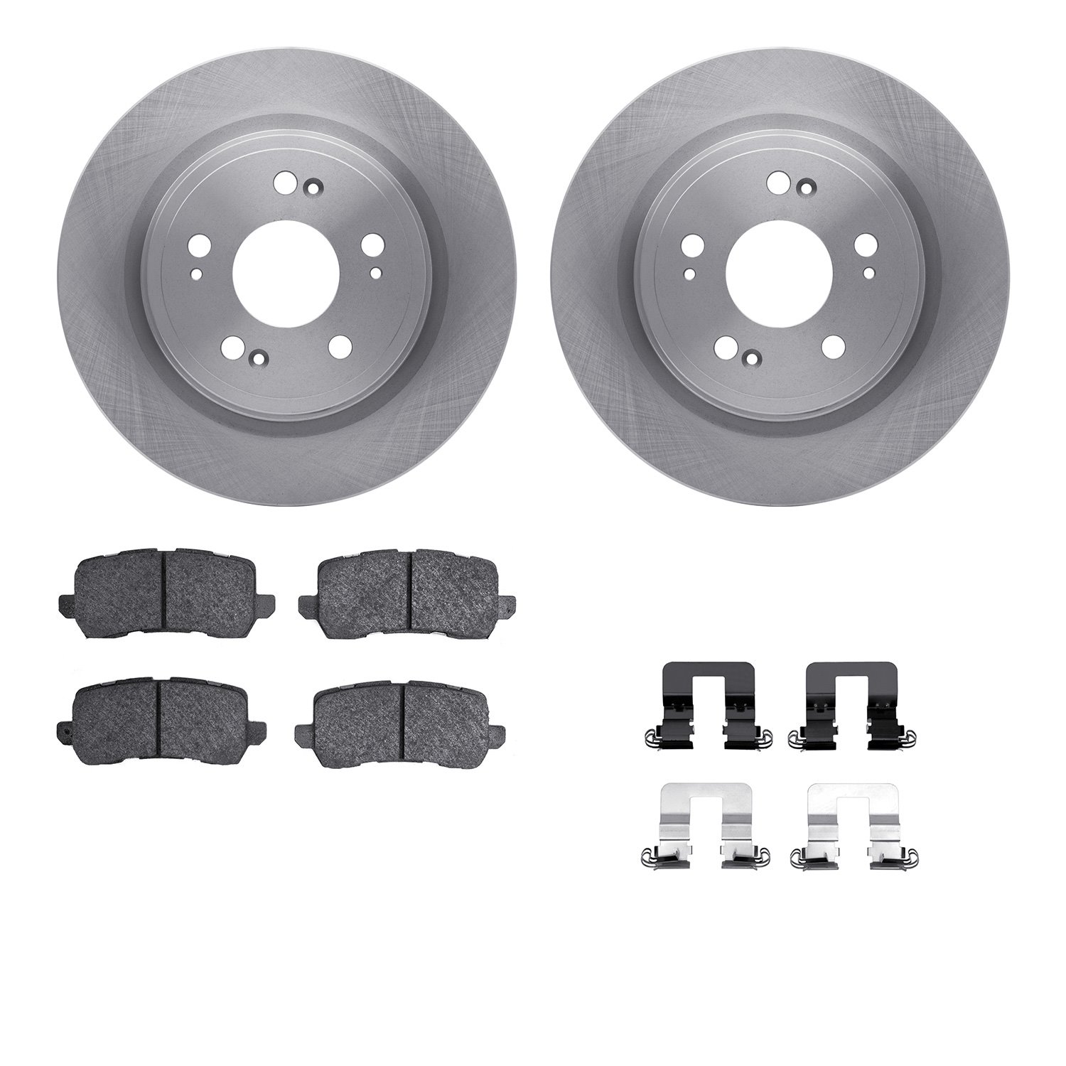 6312-58028 Brake Rotors with 3000-Series Ceramic Brake Pads Kit with Hardware, 2014-2020 Acura/Honda, Position: Rear