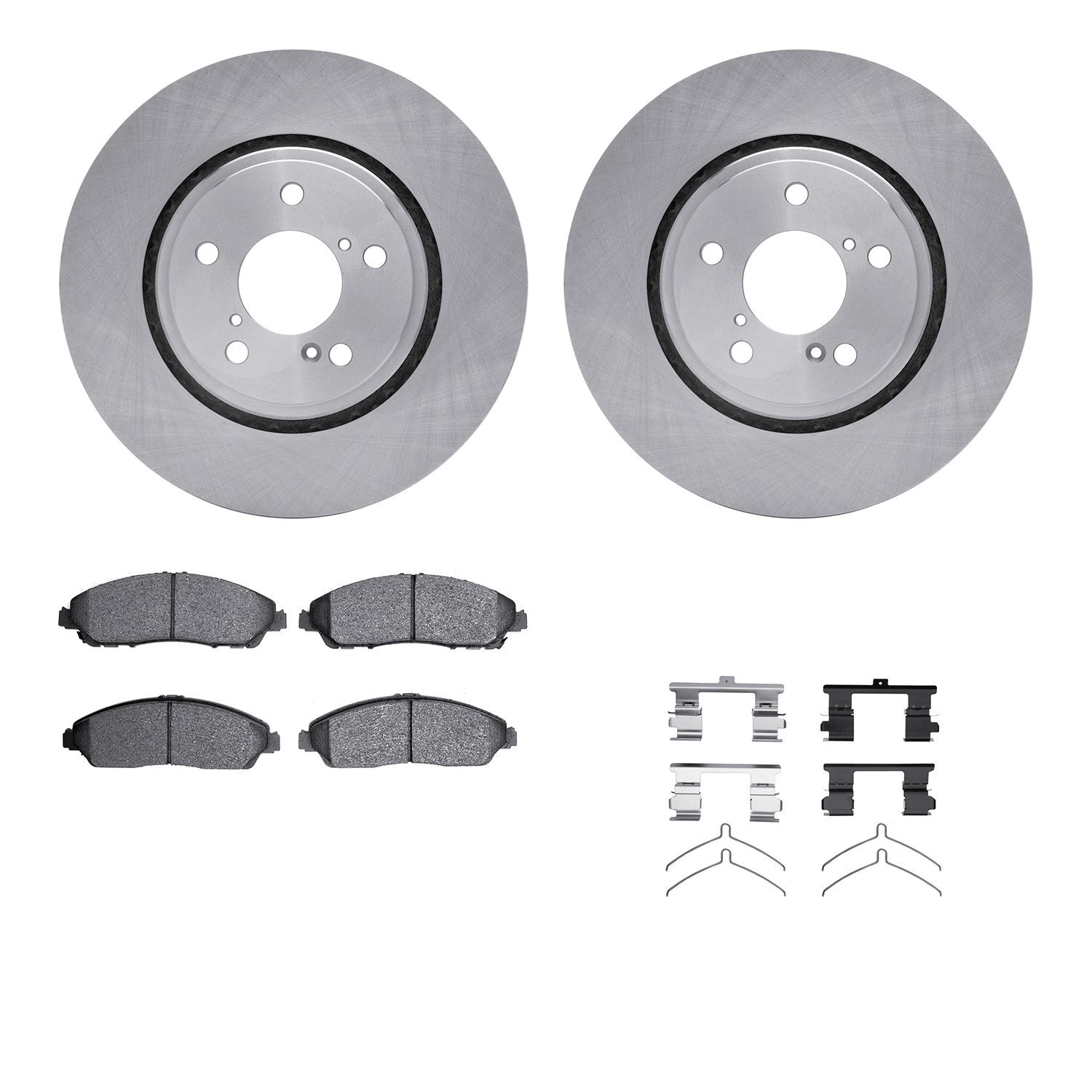 6312-58031 Brake Rotors with 3000-Series Ceramic Brake Pads Kit with Hardware, 2017-2020 Acura/Honda, Position: Front