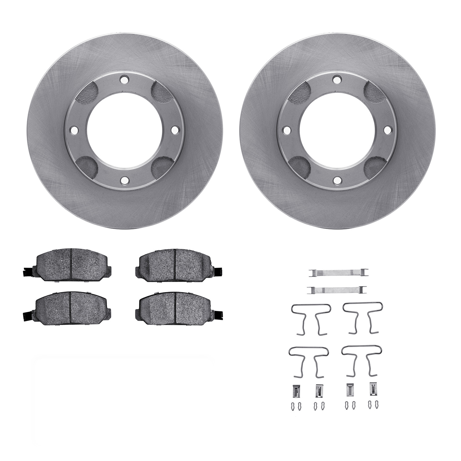 6312-59006 Brake Rotors with 3000-Series Ceramic Brake Pads Kit with Hardware, 1976-1981 Acura/Honda, Position: Front