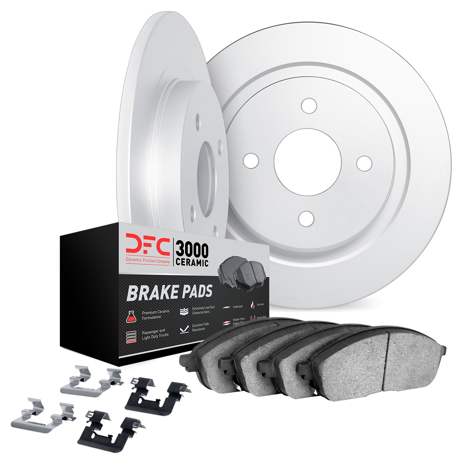 6312-59017 Brake Rotors with 3000-Series Ceramic Brake Pads Kit with Hardware, 1982-1983 Acura/Honda, Position: Front