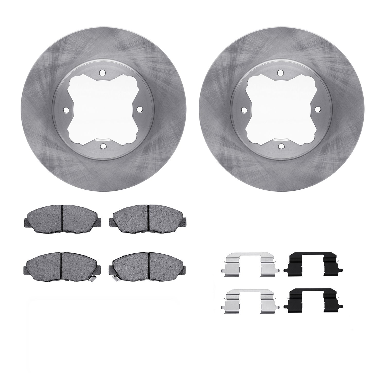 6312-59032 Brake Rotors with 3000-Series Ceramic Brake Pads Kit with Hardware, 1990-1997 Acura/Honda, Position: Front