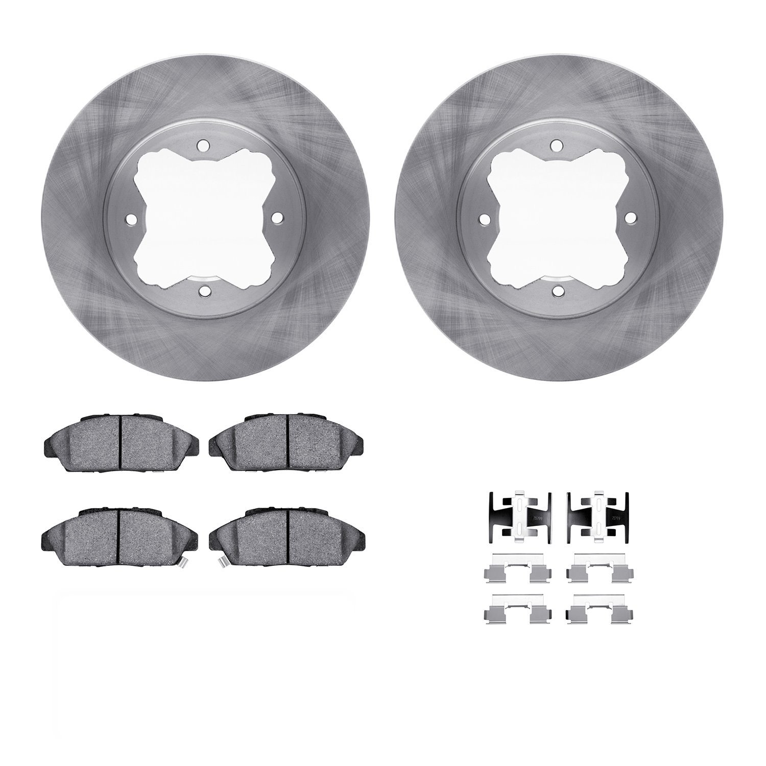 6312-59034 Brake Rotors with 3000-Series Ceramic Brake Pads Kit with Hardware, 1990-1993 Acura/Honda, Position: Front