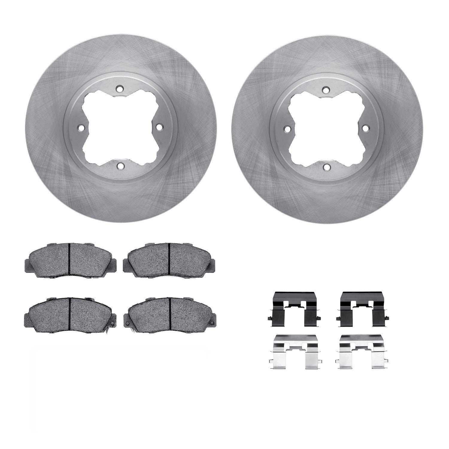 6312-59035 Brake Rotors with 3000-Series Ceramic Brake Pads Kit with Hardware, 1991-1997 Acura/Honda, Position: Front