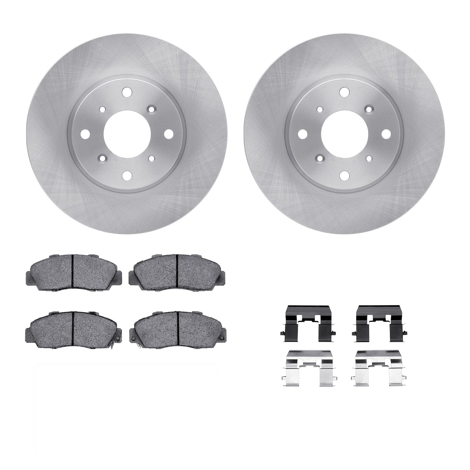 6312-59036 Brake Rotors with 3000-Series Ceramic Brake Pads Kit with Hardware, 1992-1996 Acura/Honda, Position: Front
