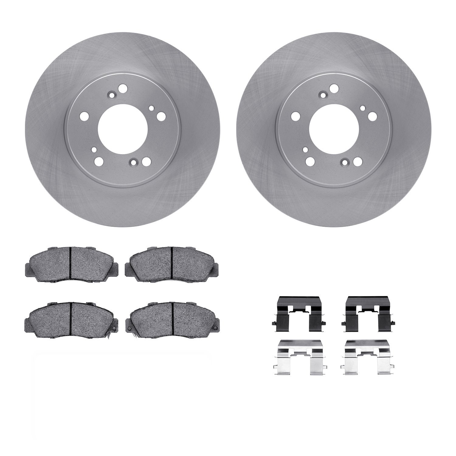 6312-59037 Brake Rotors with 3000-Series Ceramic Brake Pads Kit with Hardware, 1991-2001 Multiple Makes/Models, Position: Front