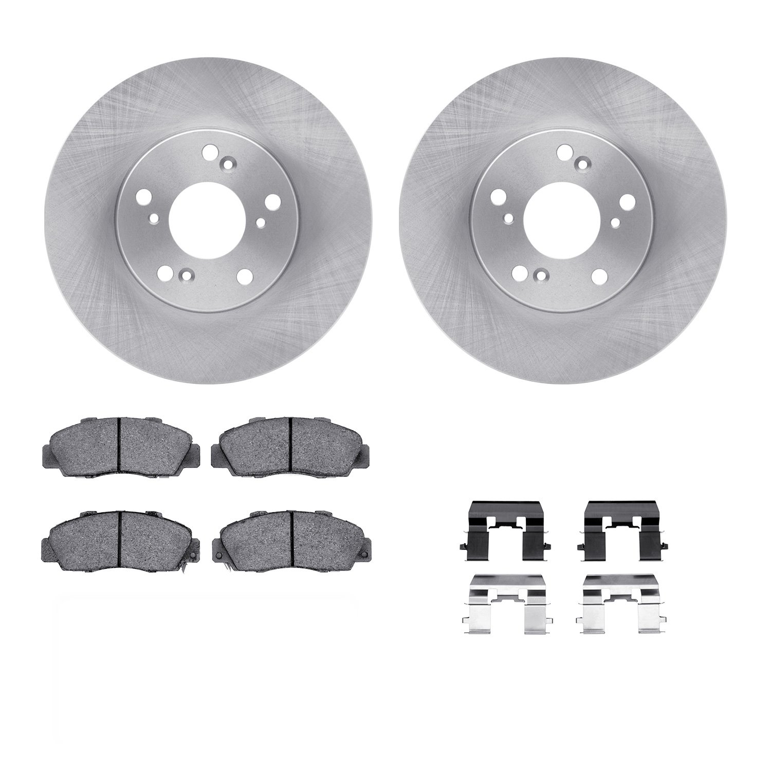 6312-59038 Brake Rotors with 3000-Series Ceramic Brake Pads Kit with Hardware, 1998-2002 Acura/Honda, Position: Front