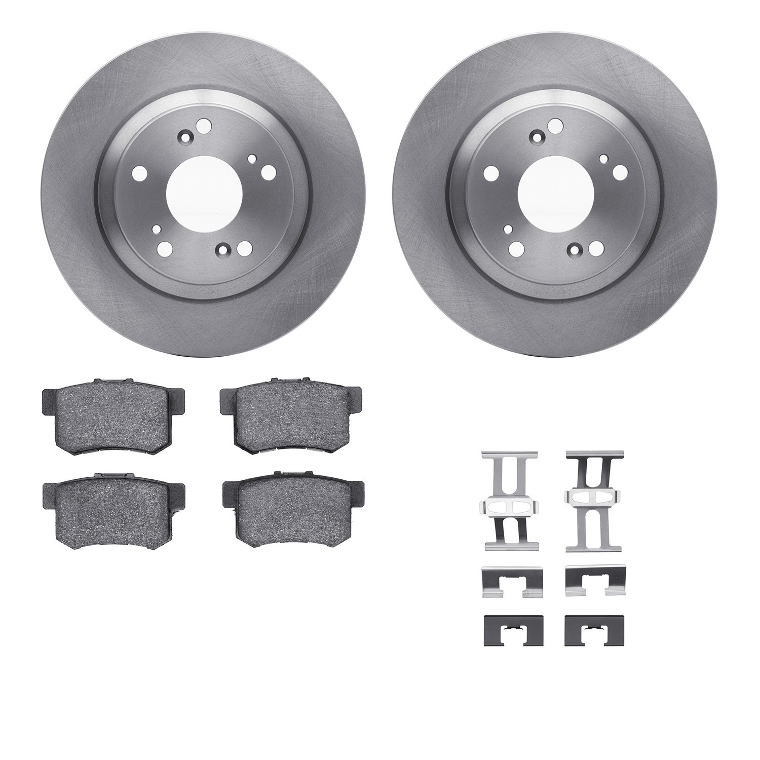 6312-59054 Brake Rotors with 3000-Series Ceramic Brake Pads Kit with Hardware, 2000-2009 Acura/Honda, Position: Rear