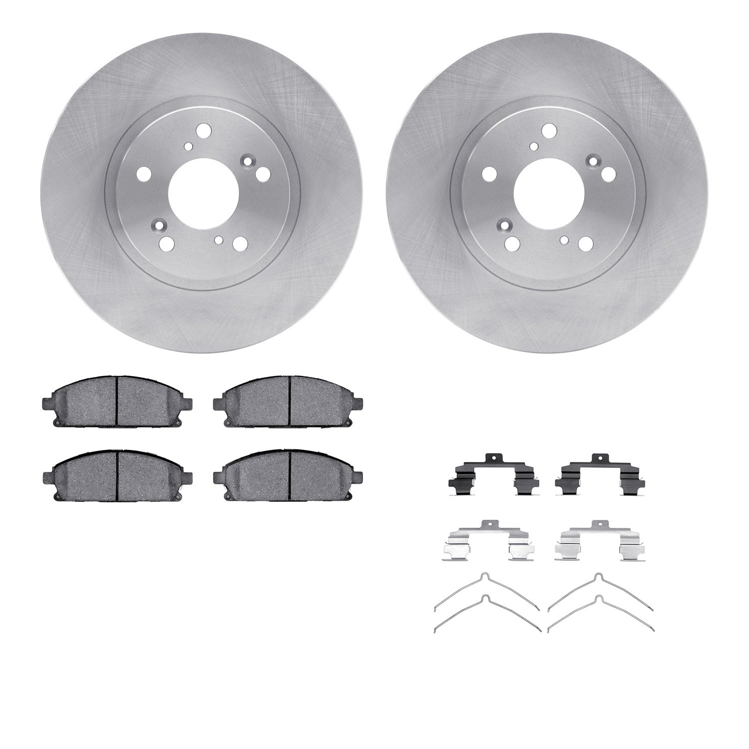 6312-59057 Brake Rotors with 3000-Series Ceramic Brake Pads Kit with Hardware, 2003-2006 Acura/Honda, Position: Front