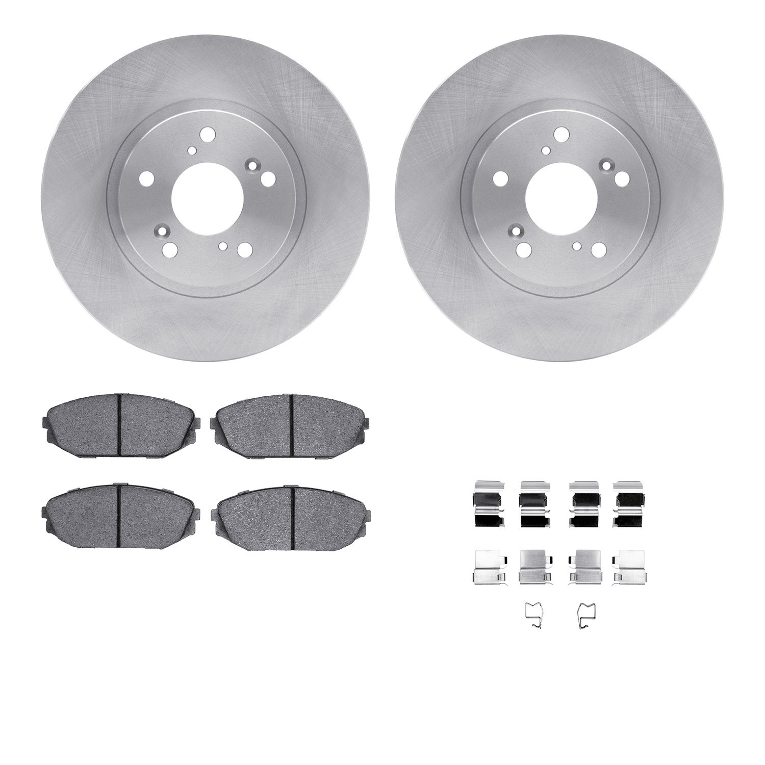6312-59058 Brake Rotors with 3000-Series Ceramic Brake Pads Kit with Hardware, 1999-2004 Acura/Honda, Position: Front