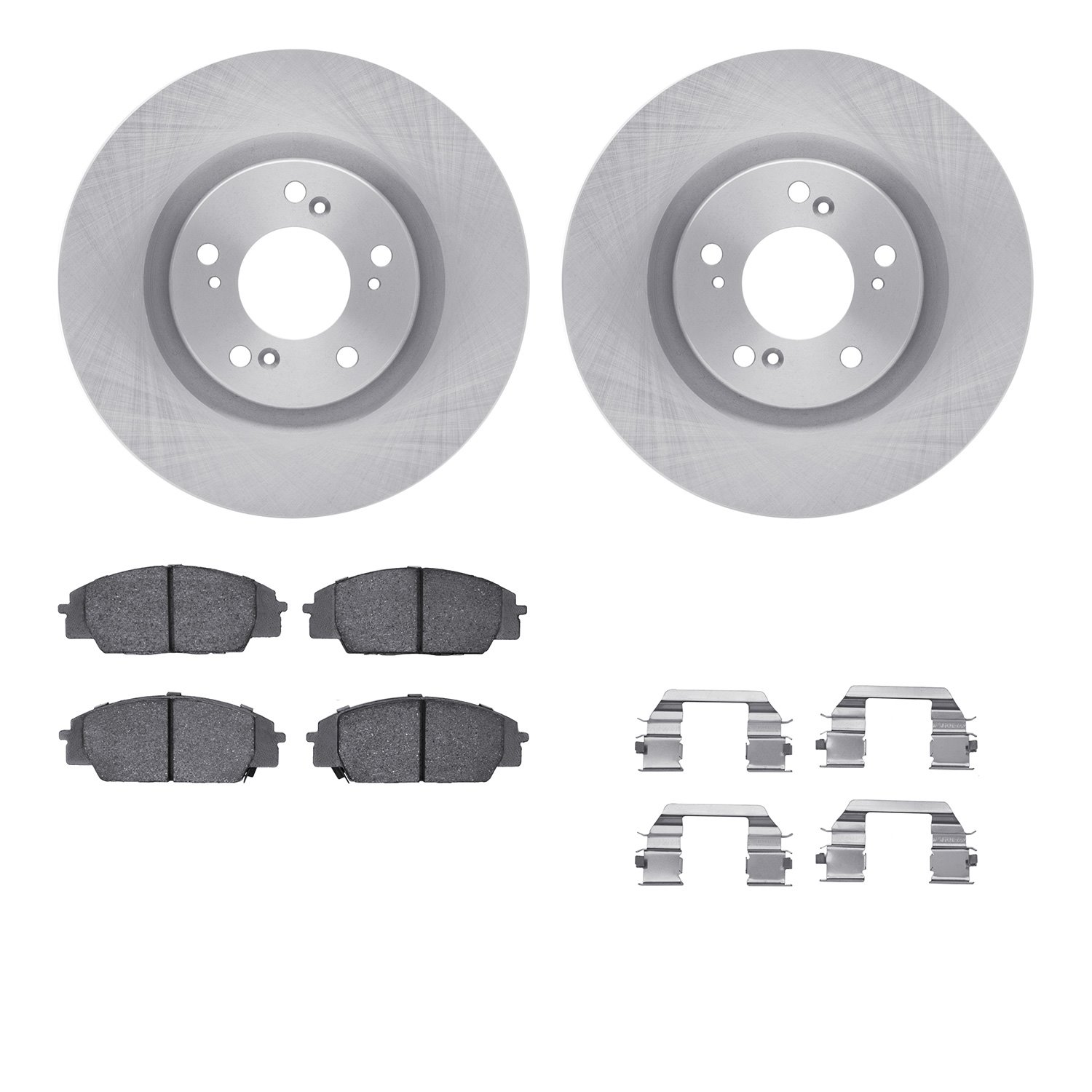 6312-59059 Brake Rotors with 3000-Series Ceramic Brake Pads Kit with Hardware, 2000-2009 Acura/Honda, Position: Front
