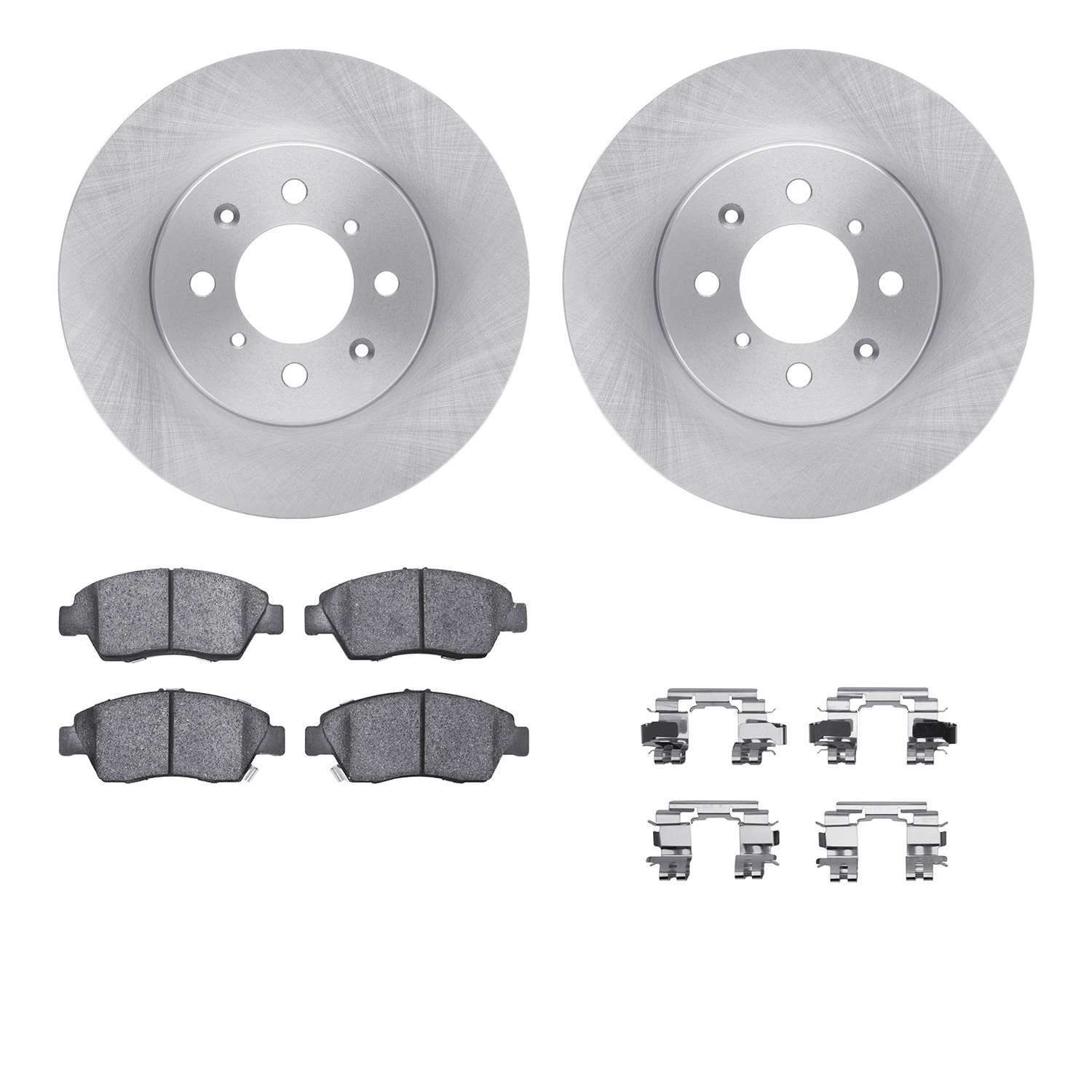 6312-59070 Brake Rotors with 3000-Series Ceramic Brake Pads Kit with Hardware, 1993-1997 Acura/Honda, Position: Front