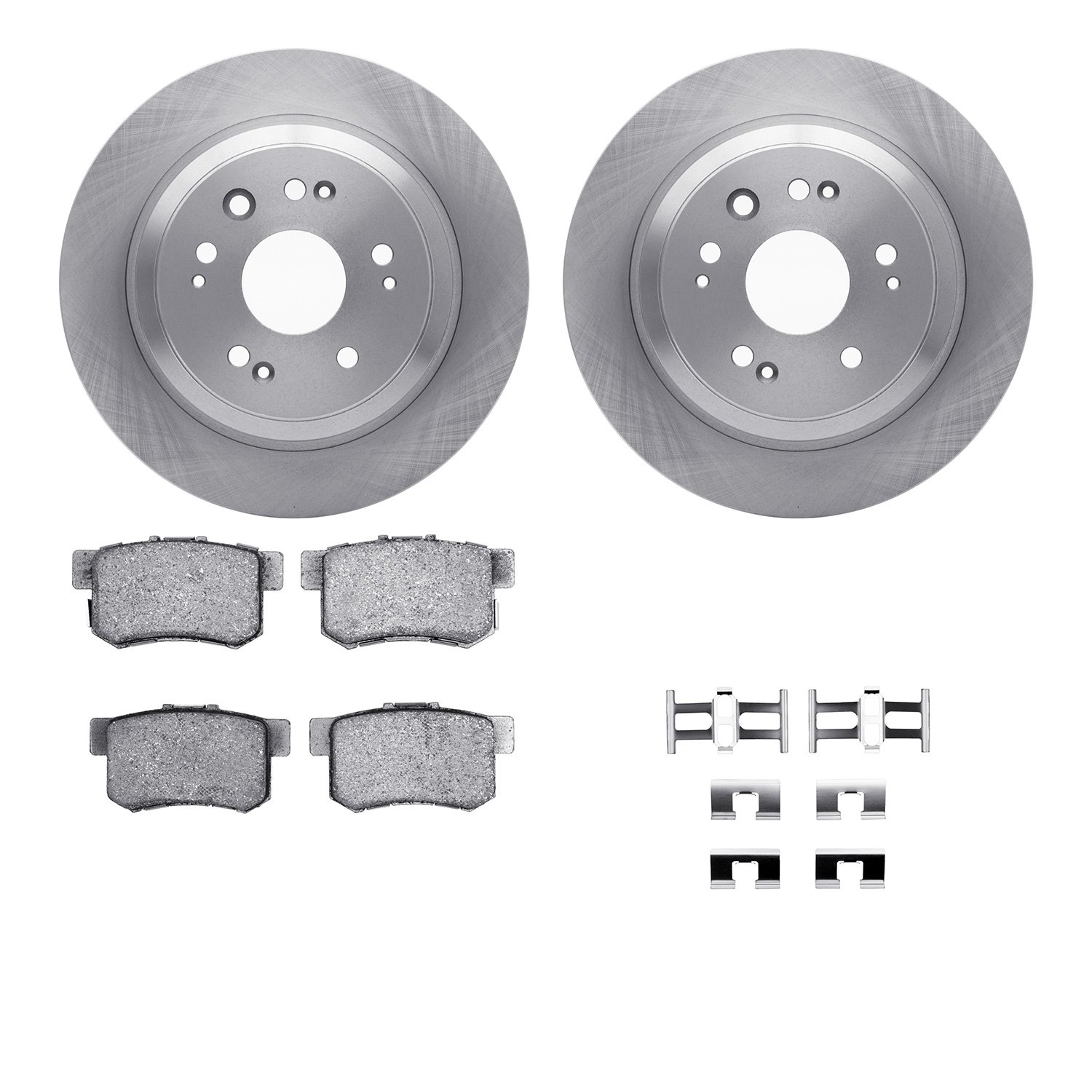 6312-59075 Brake Rotors with 3000-Series Ceramic Brake Pads Kit with Hardware, 2010-2015 Acura/Honda, Position: Rear