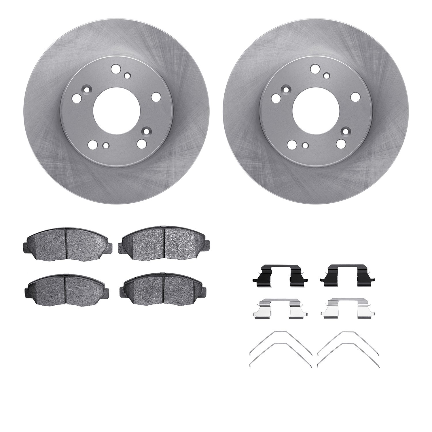 6312-59090 Brake Rotors with 3000-Series Ceramic Brake Pads Kit with Hardware, 2006-2011 Acura/Honda, Position: Front