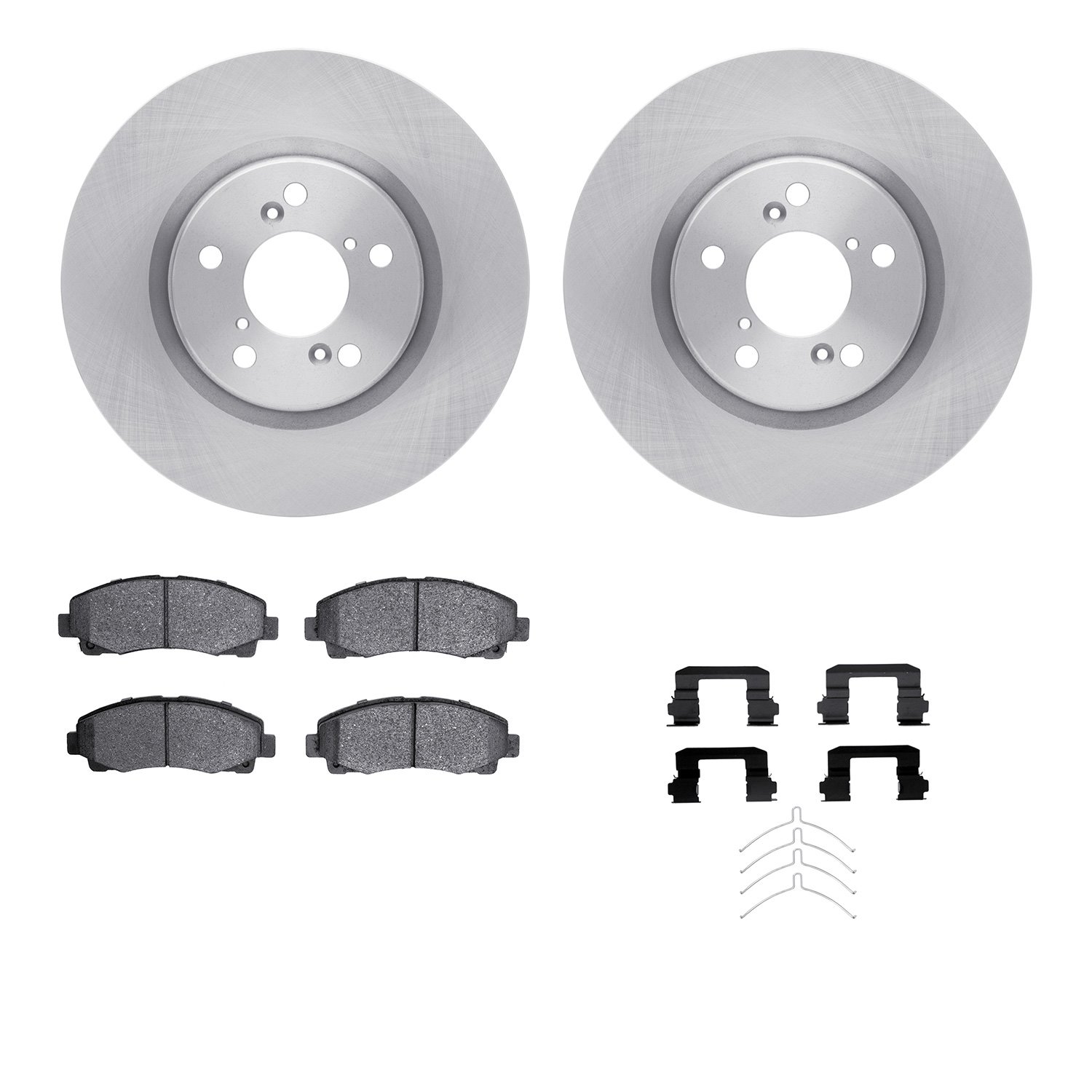 6312-59093 Brake Rotors with 3000-Series Ceramic Brake Pads Kit with Hardware, 2009-2014 Acura/Honda, Position: Front