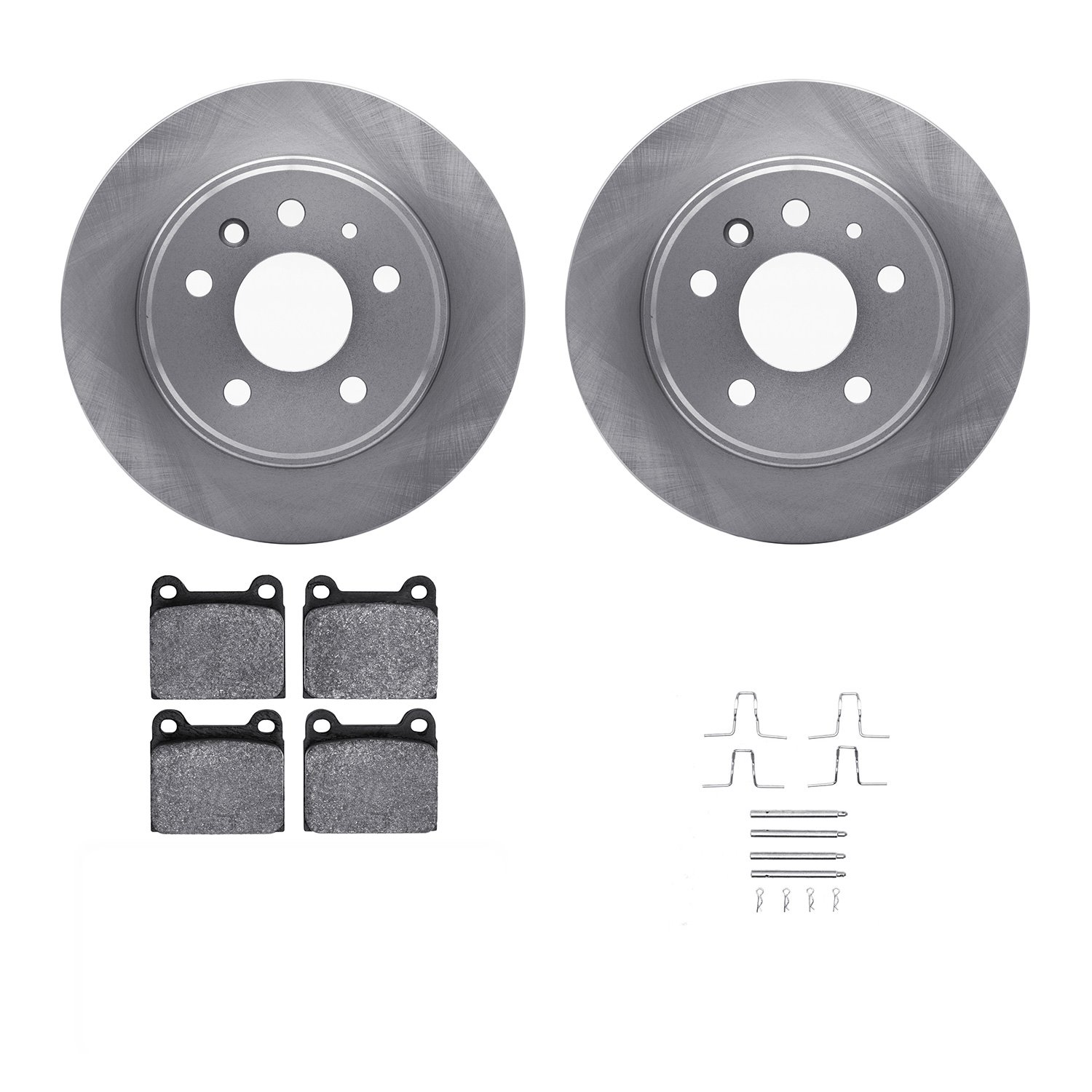 6312-63003 Brake Rotors with 3000-Series Ceramic Brake Pads Kit with Hardware, 1967-1991 Mercedes-Benz, Position: Rear