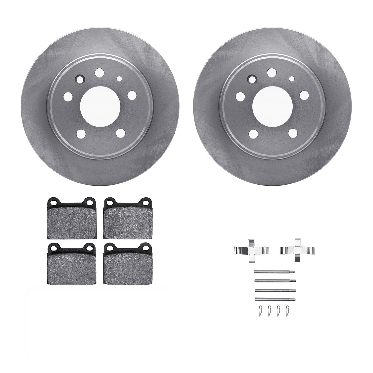 6312-63004 Brake Rotors with 3000-Series Ceramic Brake Pads Kit with Hardware, 1967-1991 Mercedes-Benz, Position: Rear
