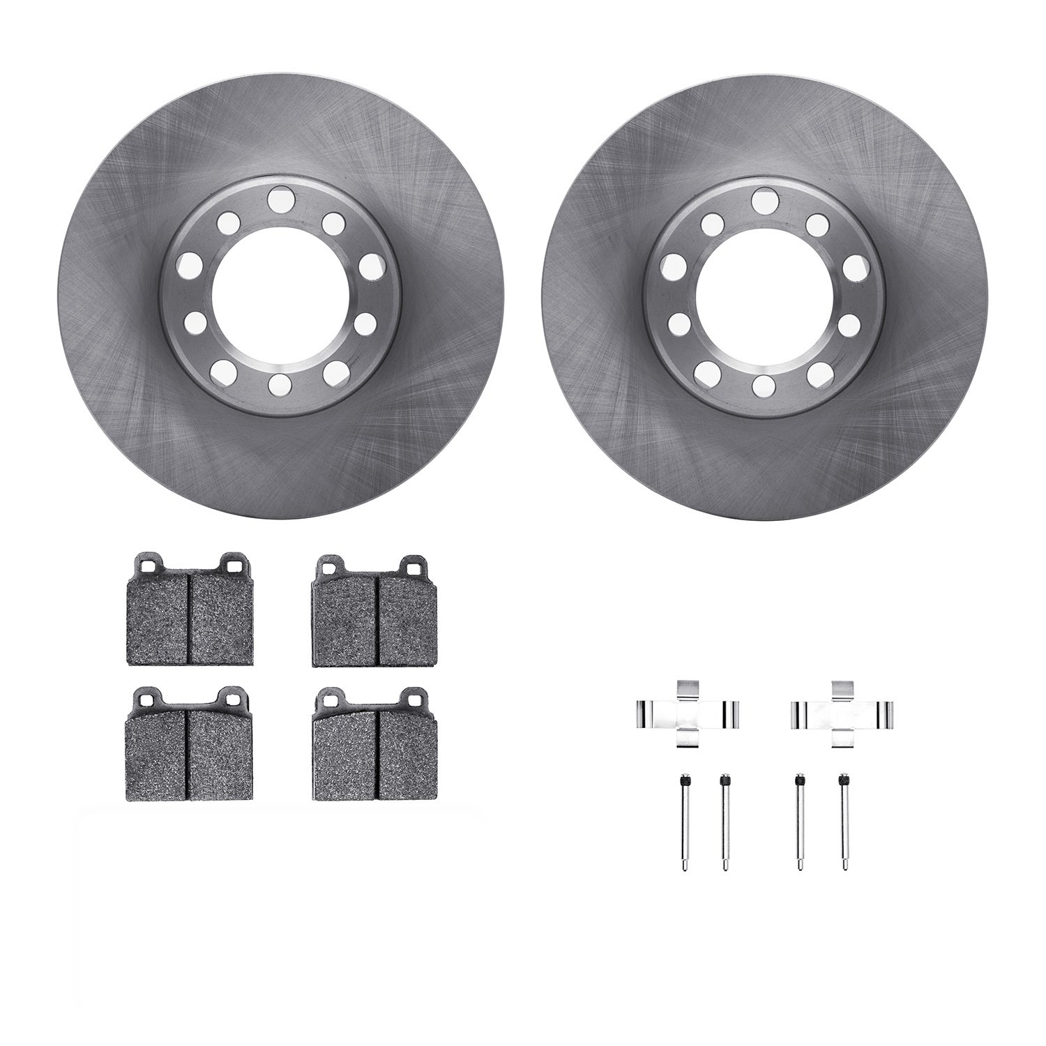 6312-63011 Brake Rotors with 3000-Series Ceramic Brake Pads Kit with Hardware, 1968-1976 Mercedes-Benz, Position: Front