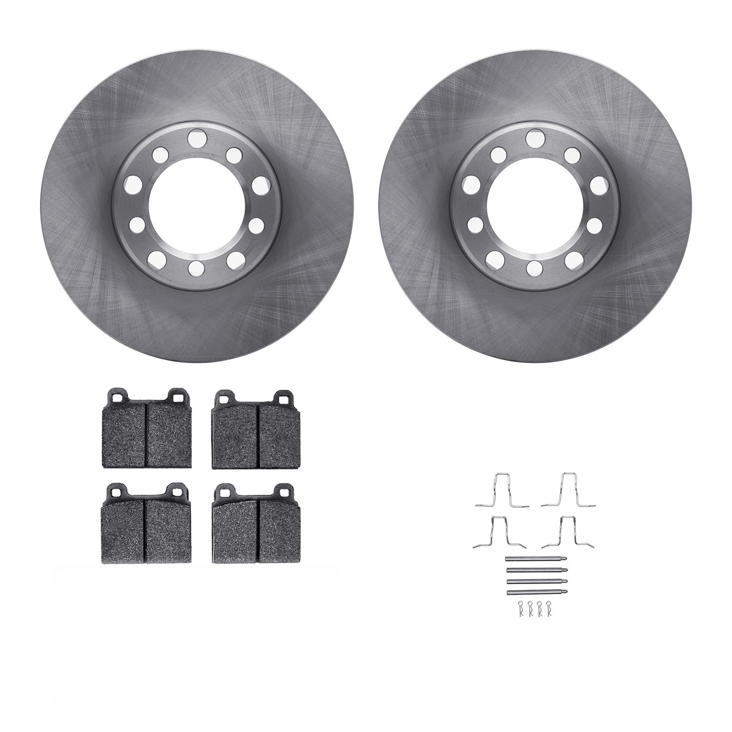 6312-63015 Brake Rotors with 3000-Series Ceramic Brake Pads Kit with Hardware, 1968-1976 Mercedes-Benz, Position: Front