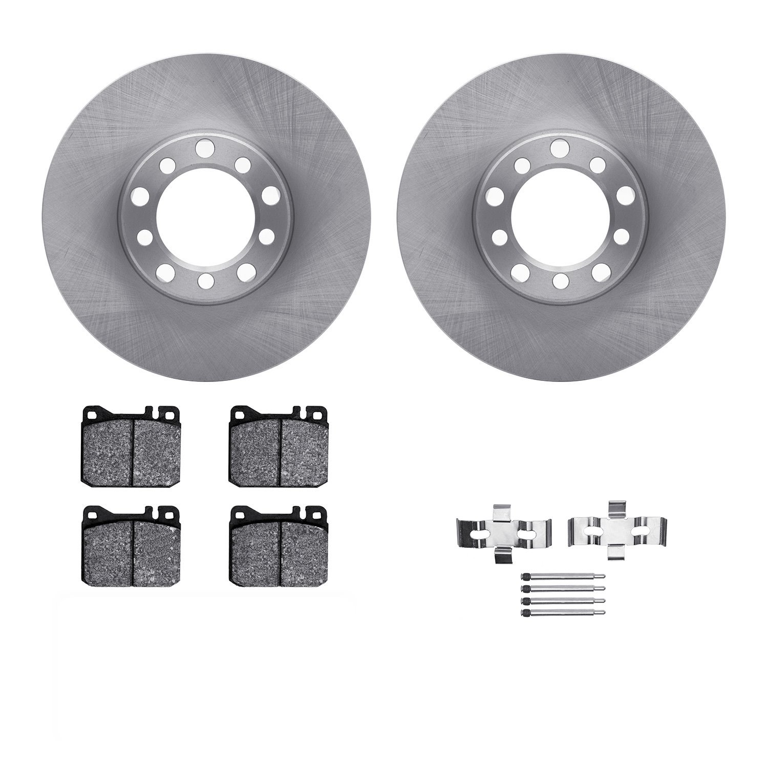 6312-63016 Brake Rotors with 3000-Series Ceramic Brake Pads Kit with Hardware, 1972-1979 Mercedes-Benz, Position: Front