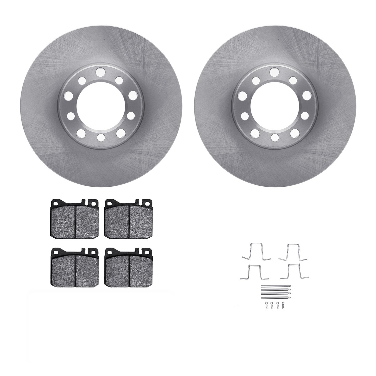 6312-63017 Brake Rotors with 3000-Series Ceramic Brake Pads Kit with Hardware, 1973-1979 Mercedes-Benz, Position: Front