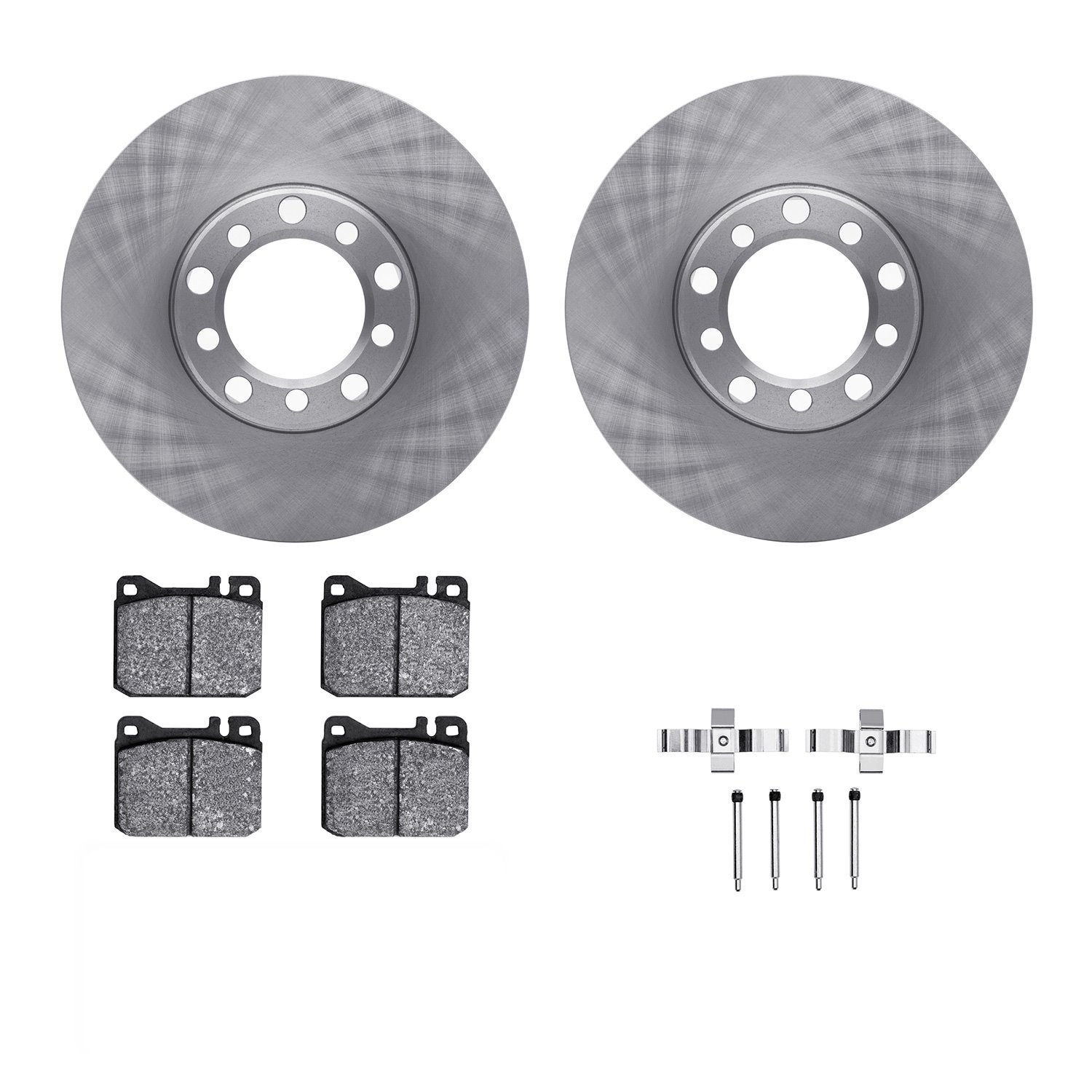 6312-63018 Brake Rotors with 3000-Series Ceramic Brake Pads Kit with Hardware, 1973-1979 Mercedes-Benz, Position: Front