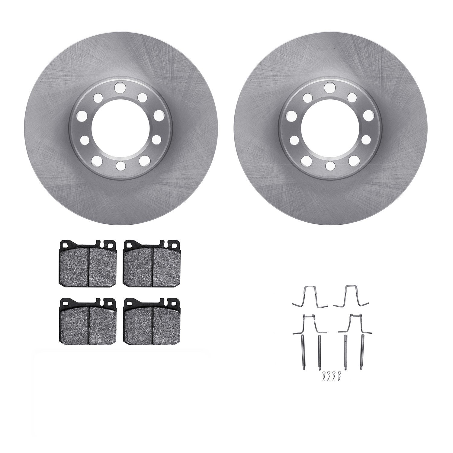 6312-63020 Brake Rotors with 3000-Series Ceramic Brake Pads Kit with Hardware, 1973-1979 Mercedes-Benz, Position: Front