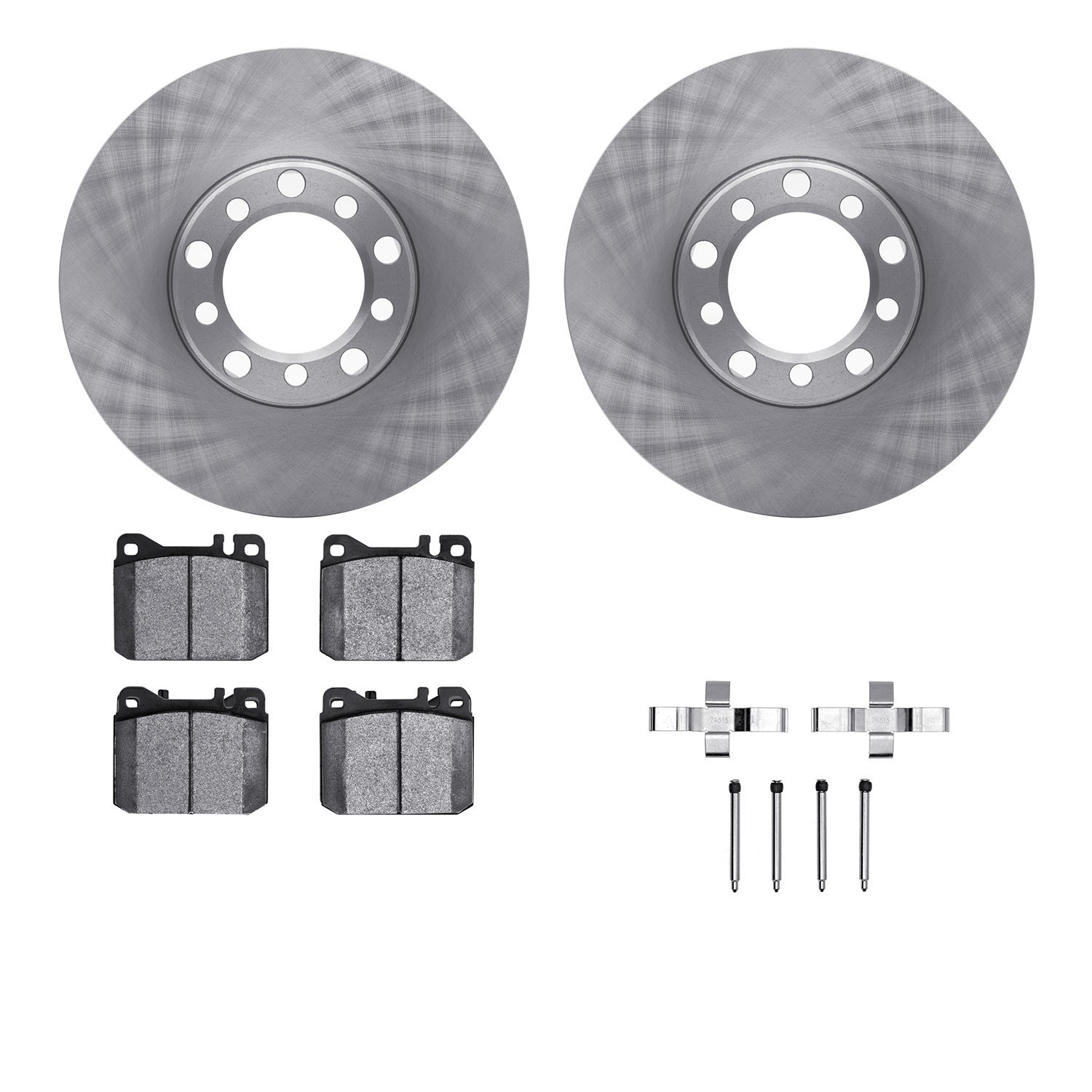 6312-63021 Brake Rotors with 3000-Series Ceramic Brake Pads Kit with Hardware, 1979-1985 Mercedes-Benz, Position: Front