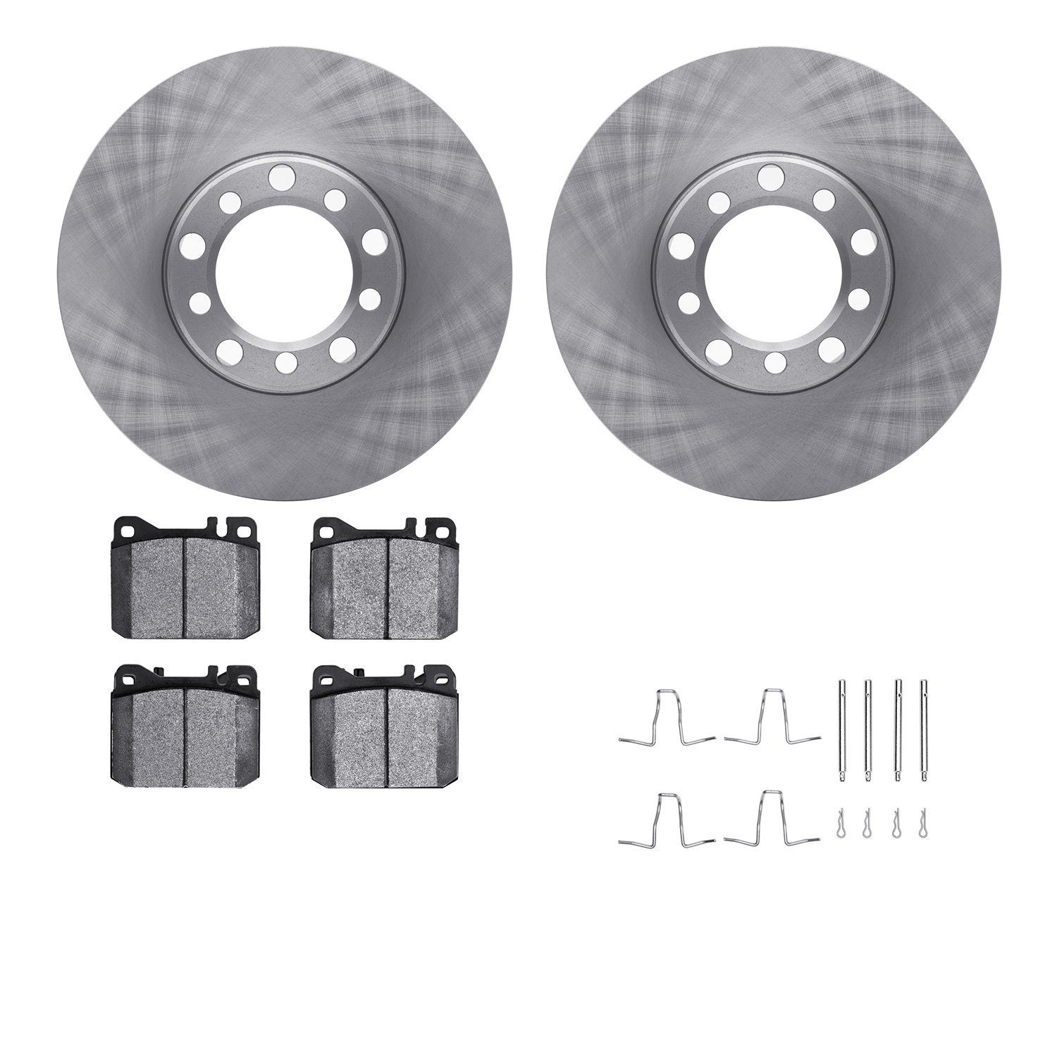 6312-63022 Brake Rotors with 3000-Series Ceramic Brake Pads Kit with Hardware, 1979-1985 Mercedes-Benz, Position: Front