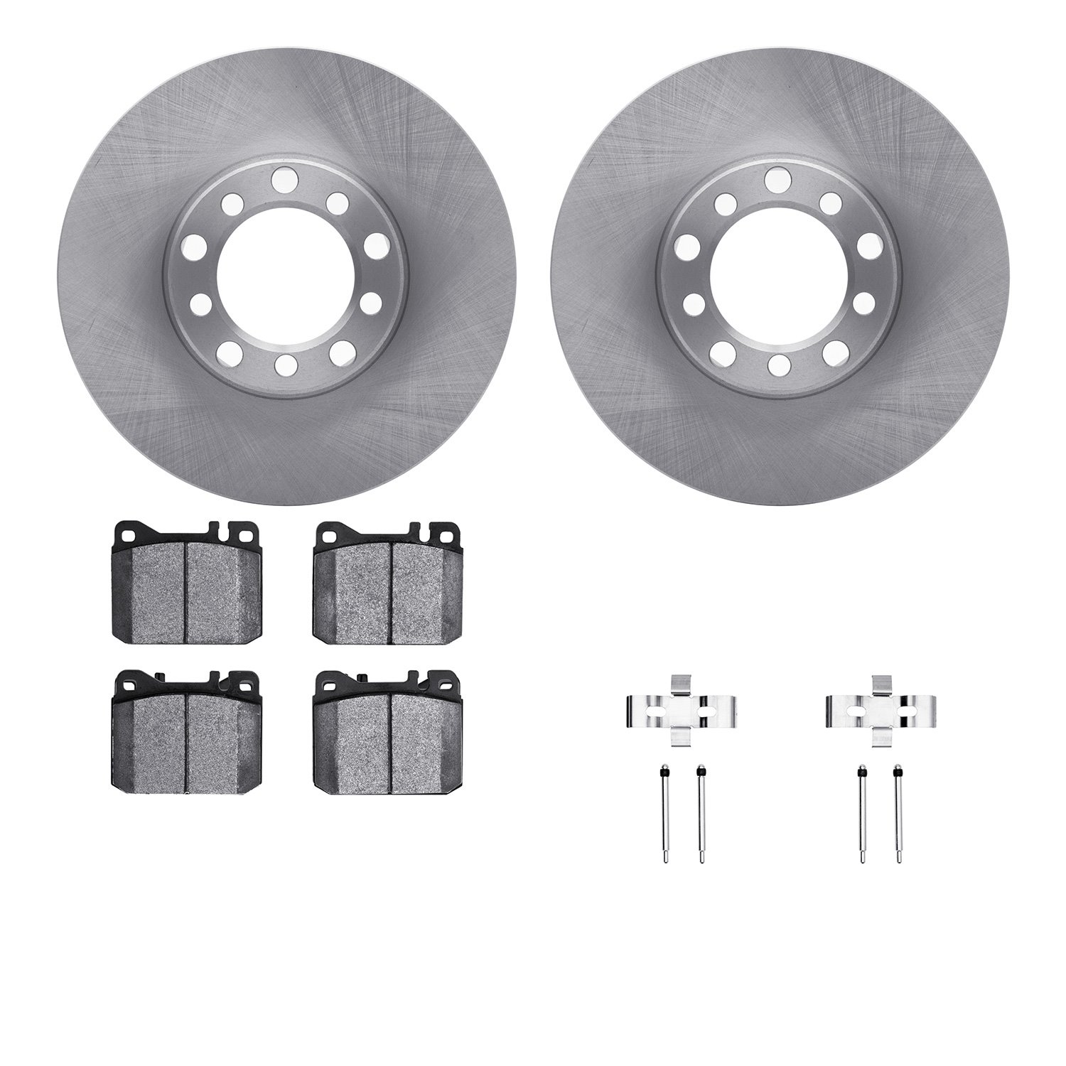 6312-63024 Brake Rotors with 3000-Series Ceramic Brake Pads Kit with Hardware, 1979-1980 Mercedes-Benz, Position: Front