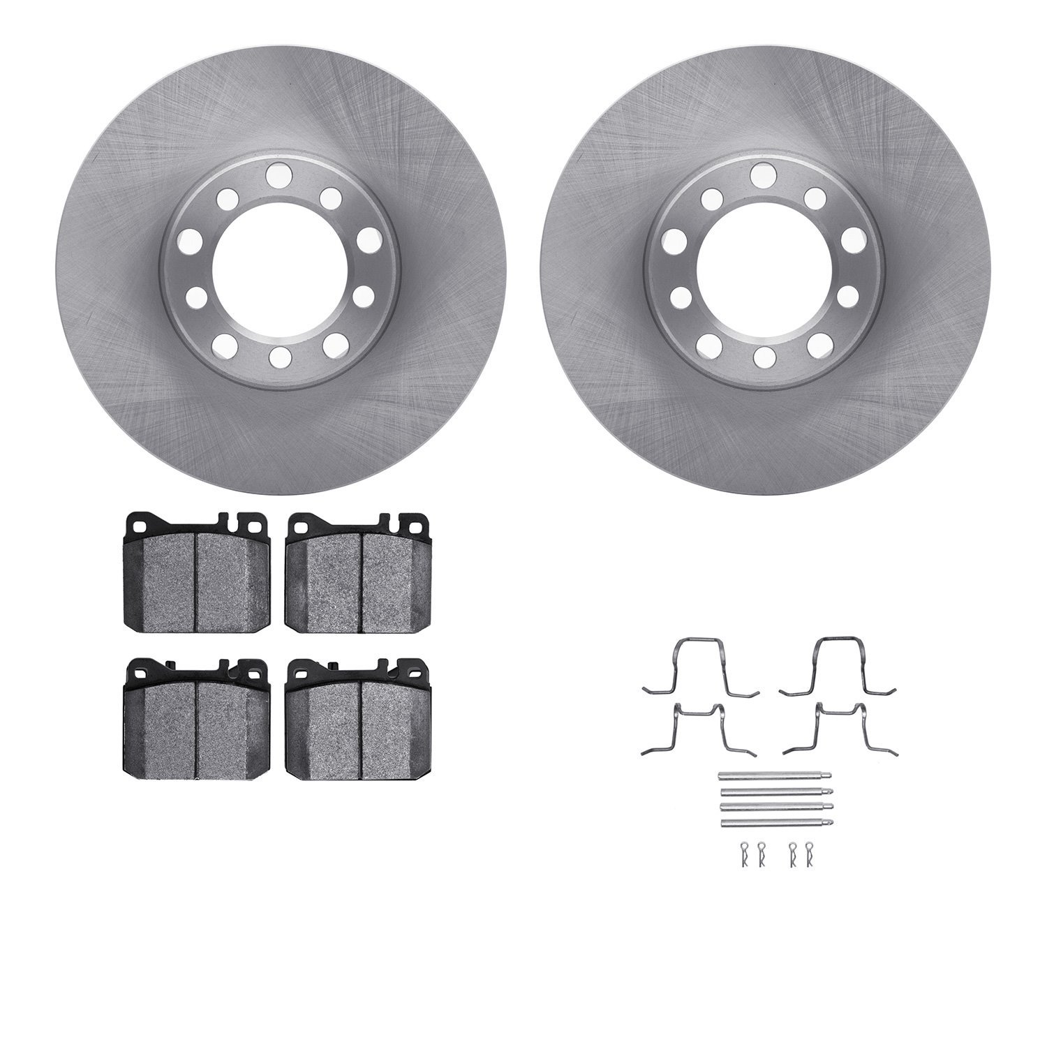 6312-63026 Brake Rotors with 3000-Series Ceramic Brake Pads Kit with Hardware, 1979-1980 Mercedes-Benz, Position: Front