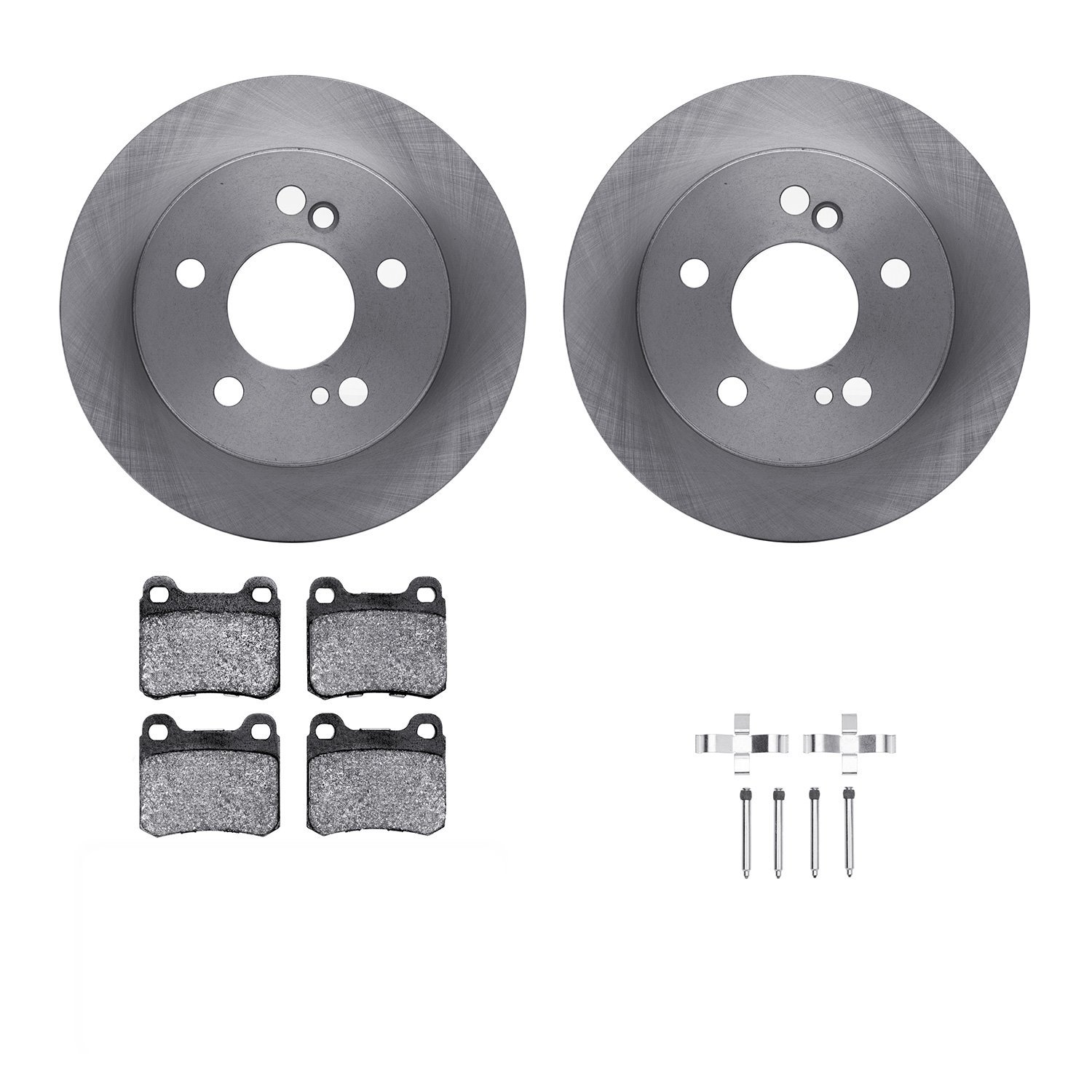 6312-63029 Brake Rotors with 3000-Series Ceramic Brake Pads Kit with Hardware, 1984-1995 Mercedes-Benz, Position: Rear
