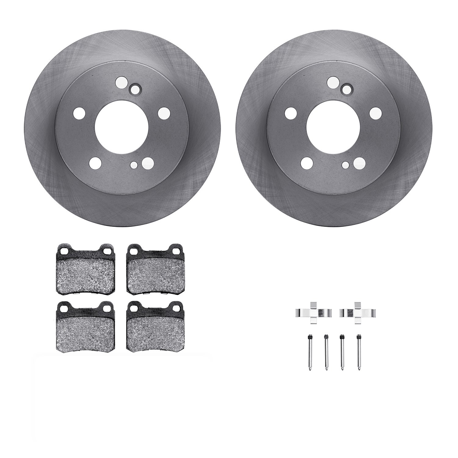 6312-63031 Brake Rotors with 3000-Series Ceramic Brake Pads Kit with Hardware, 1984-1989 Mercedes-Benz, Position: Rear