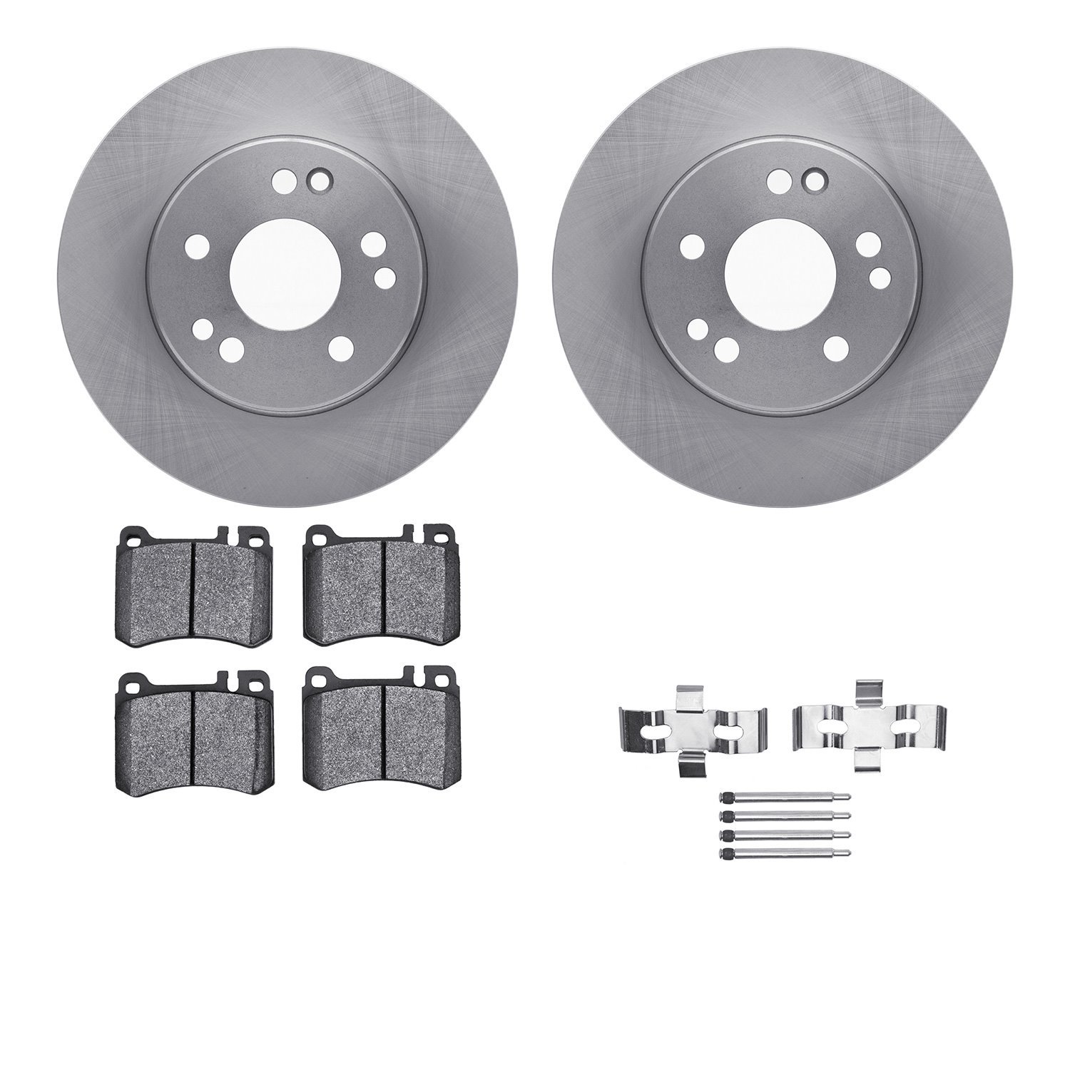 6312-63034 Brake Rotors with 3000-Series Ceramic Brake Pads Kit with Hardware, 1986-1989 Mercedes-Benz, Position: Front