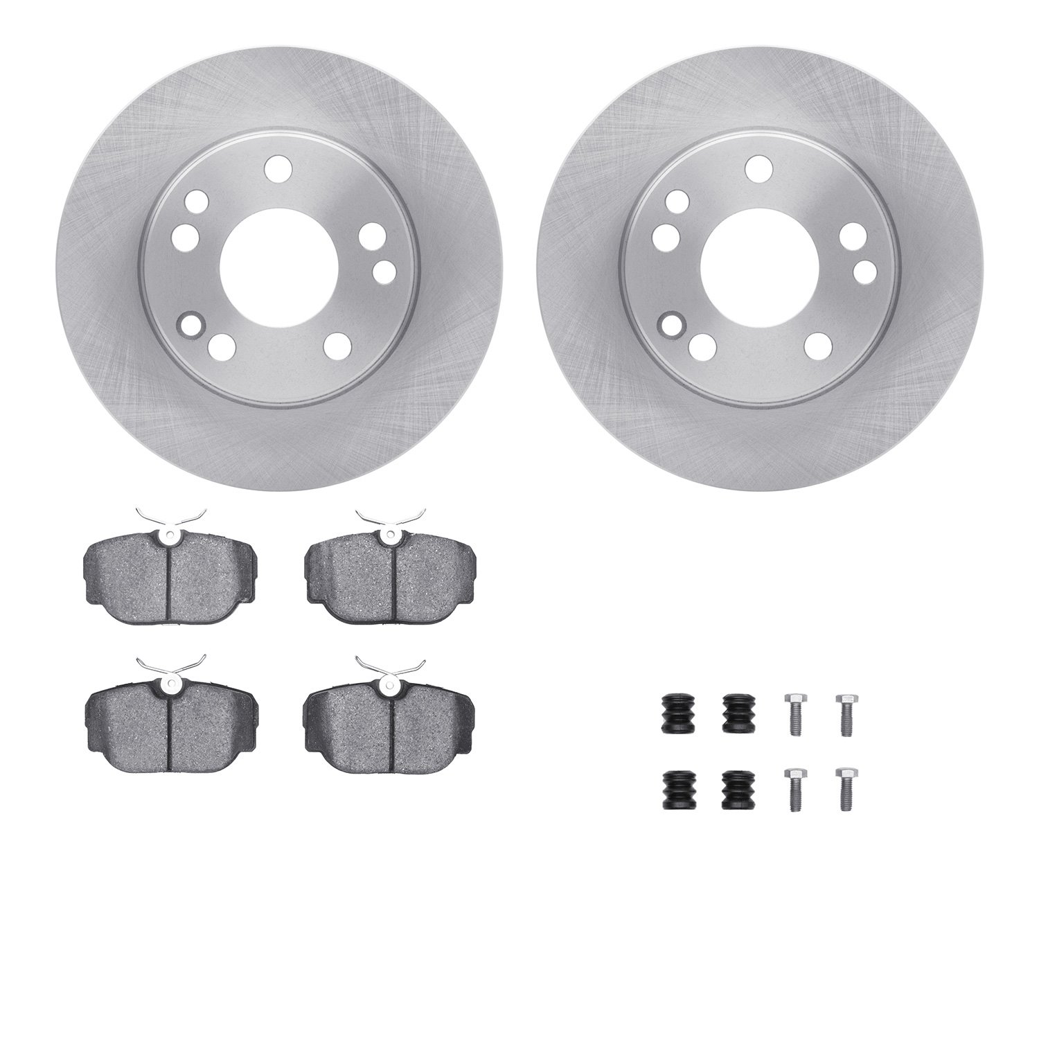 6312-63036 Brake Rotors with 3000-Series Ceramic Brake Pads Kit with Hardware, 1984-1989 Mercedes-Benz, Position: Front