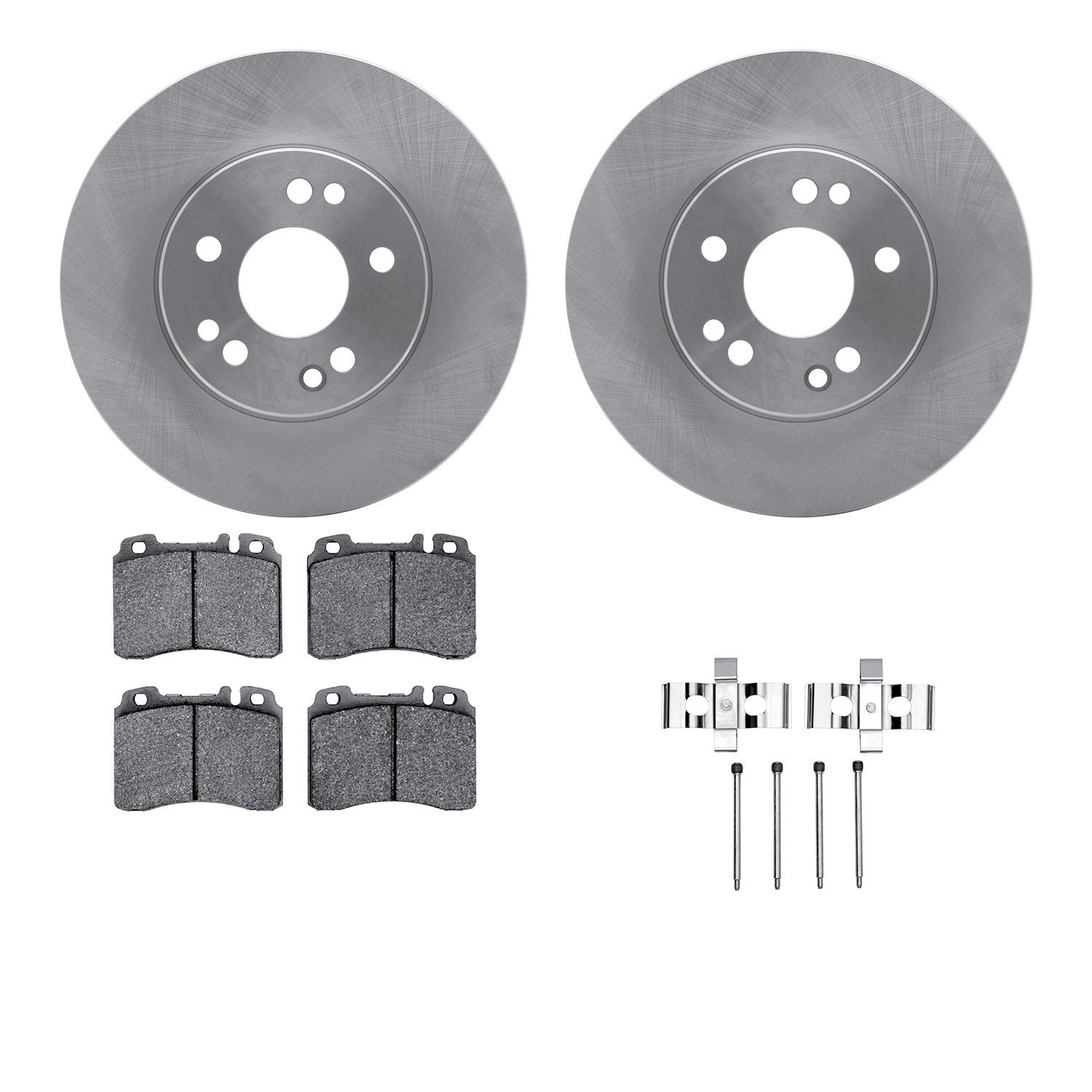 6312-63046 Brake Rotors with 3000-Series Ceramic Brake Pads Kit with Hardware, 1990-1995 Mercedes-Benz, Position: Front