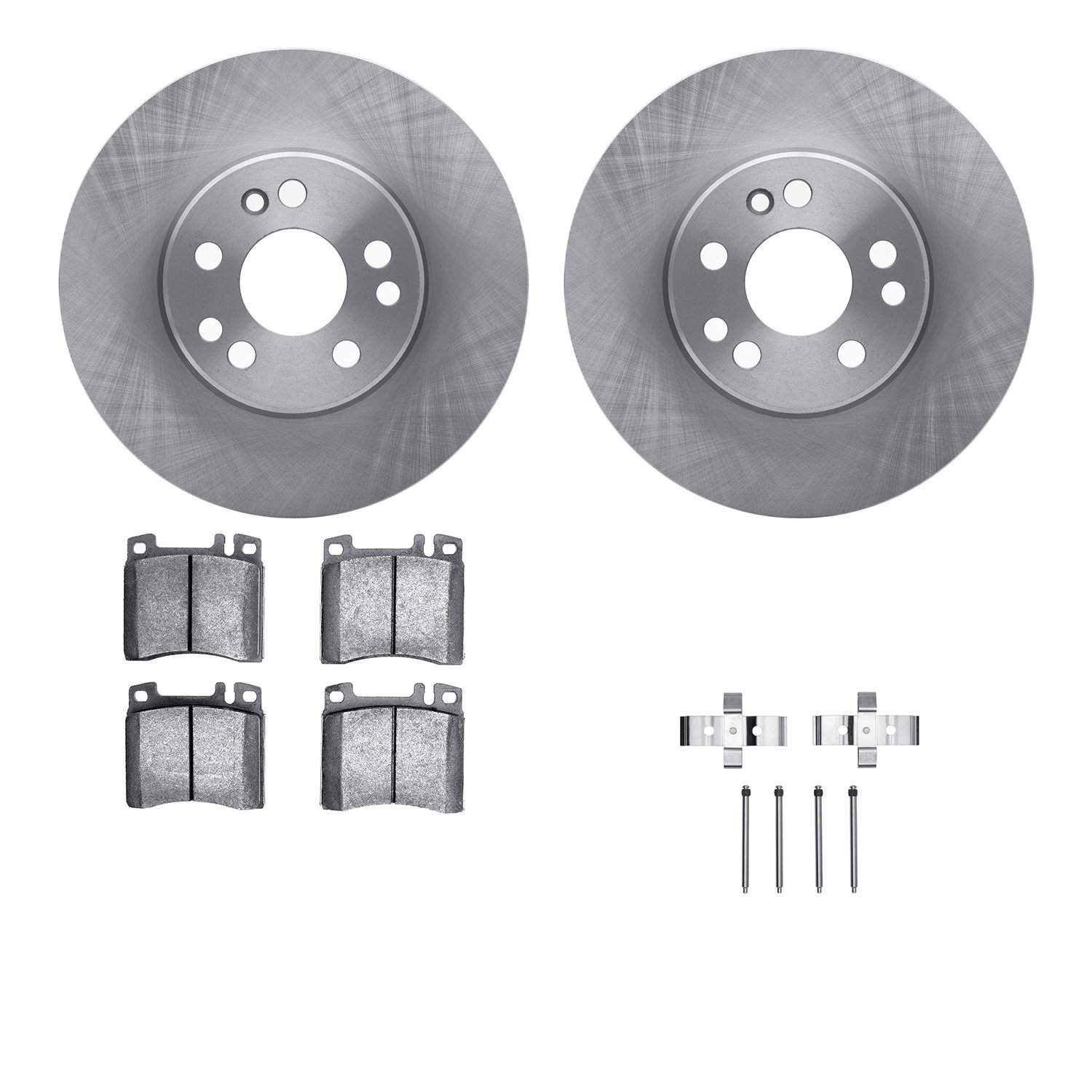 6312-63048 Brake Rotors with 3000-Series Ceramic Brake Pads Kit with Hardware, 1991-1999 Mercedes-Benz, Position: Front