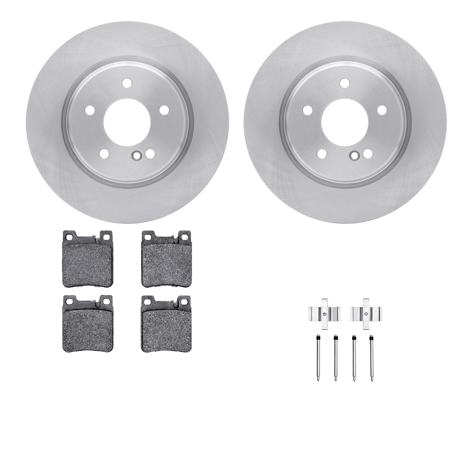 6312-63051 Brake Rotors with 3000-Series Ceramic Brake Pads Kit with Hardware, 1998-2009 Multiple Makes/Models, Position: Rear