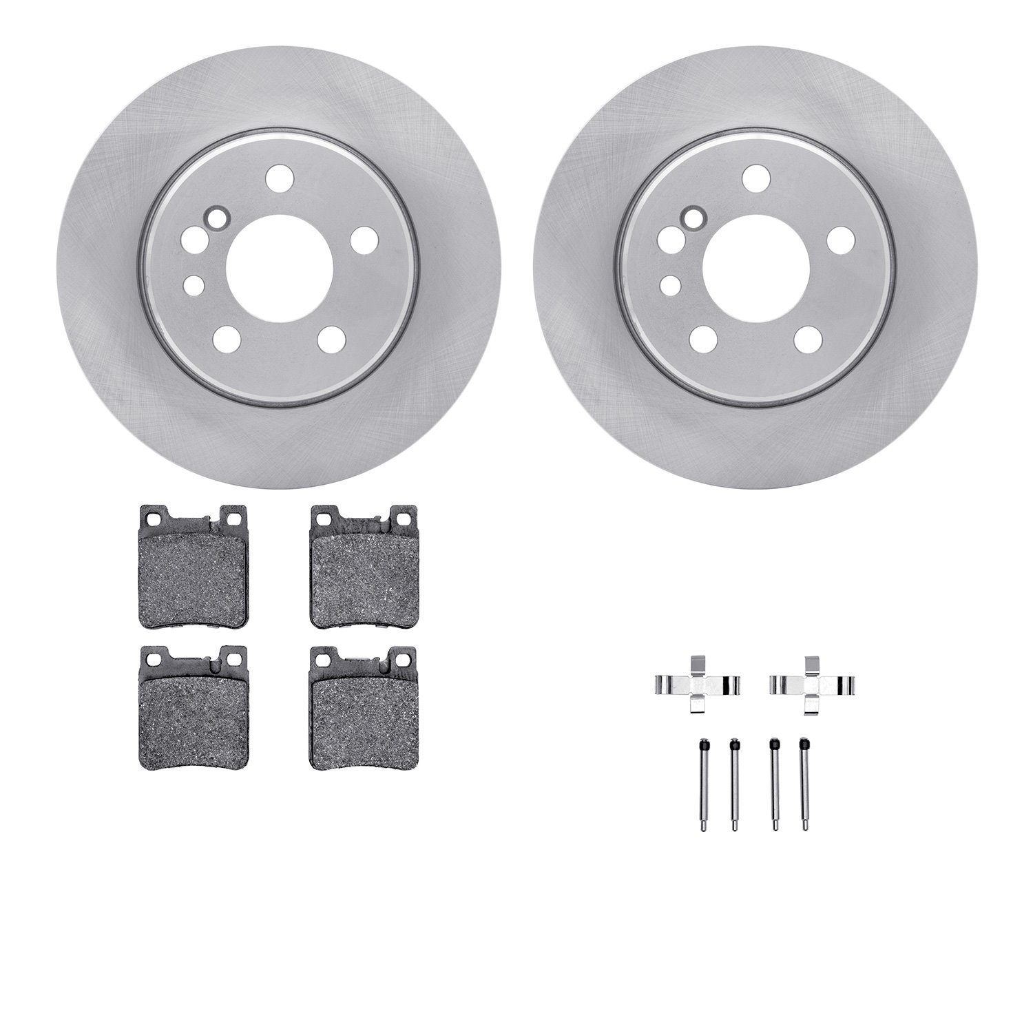 6312-63053 Brake Rotors with 3000-Series Ceramic Brake Pads Kit with Hardware, 1991-1999 Mercedes-Benz, Position: Rear