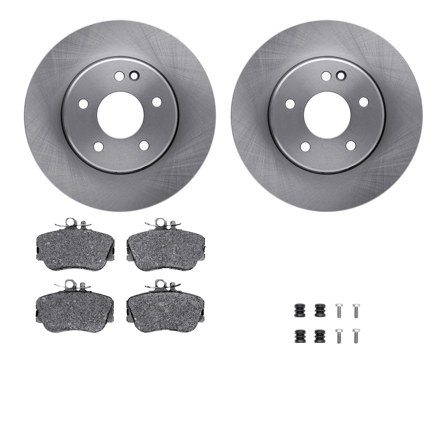 6312-63060 Brake Rotors with 3000-Series Ceramic Brake Pads Kit with Hardware, 1994-1997 Mercedes-Benz, Position: Front