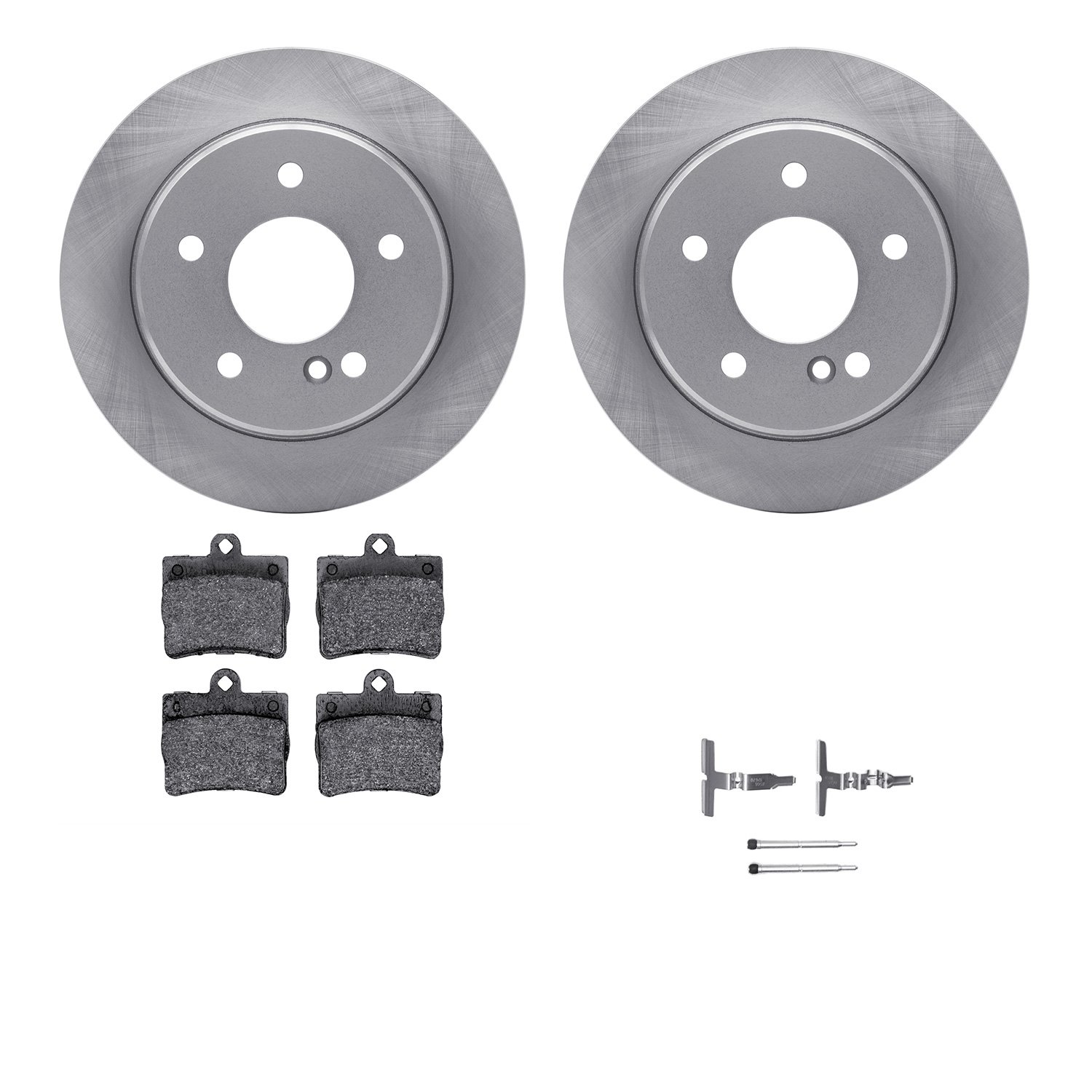 6312-63067 Brake Rotors with 3000-Series Ceramic Brake Pads Kit with Hardware, 1994-1998 Mercedes-Benz, Position: Rear