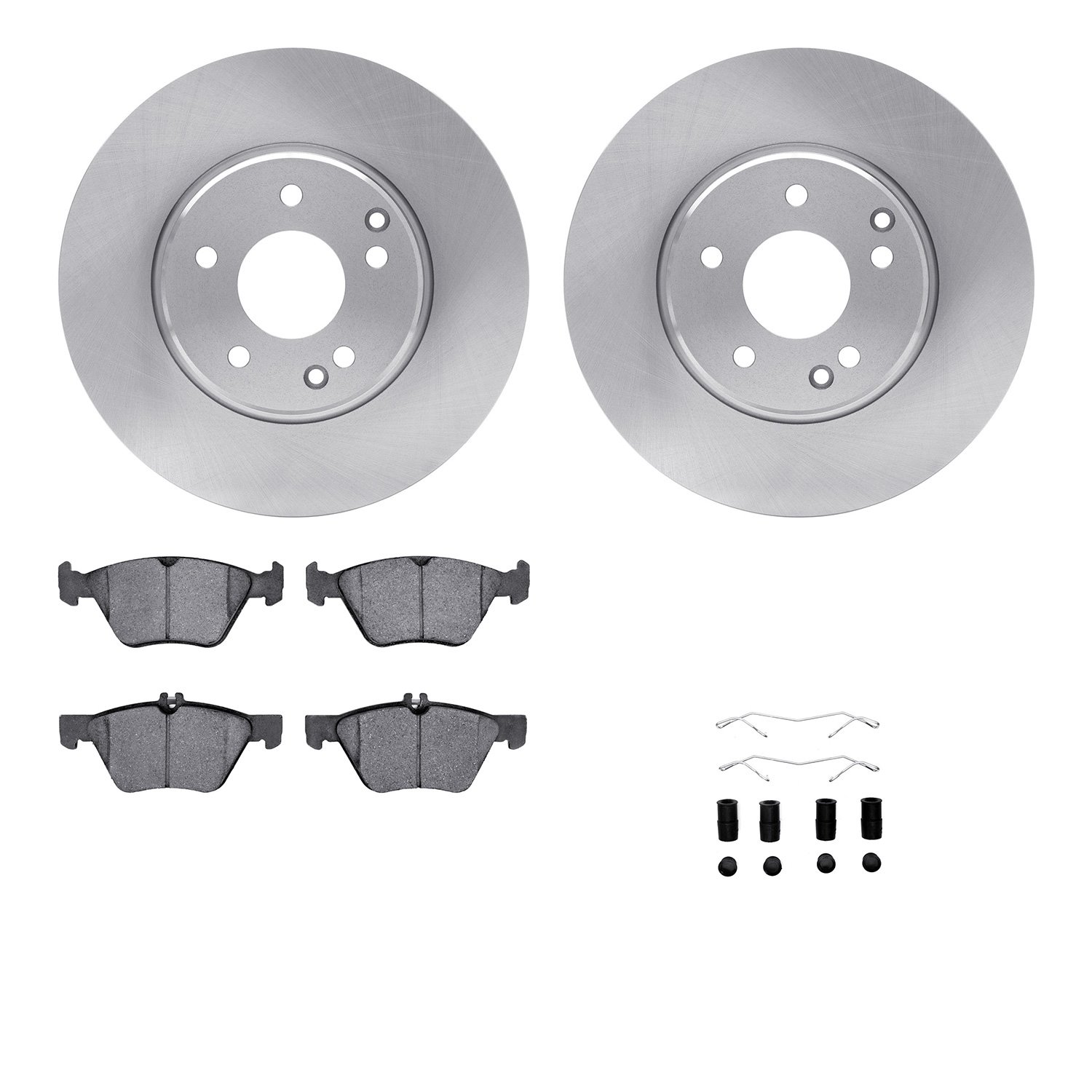 6312-63068 Brake Rotors with 3000-Series Ceramic Brake Pads Kit with Hardware, 1996-2008 Multiple Makes/Models, Position: Front
